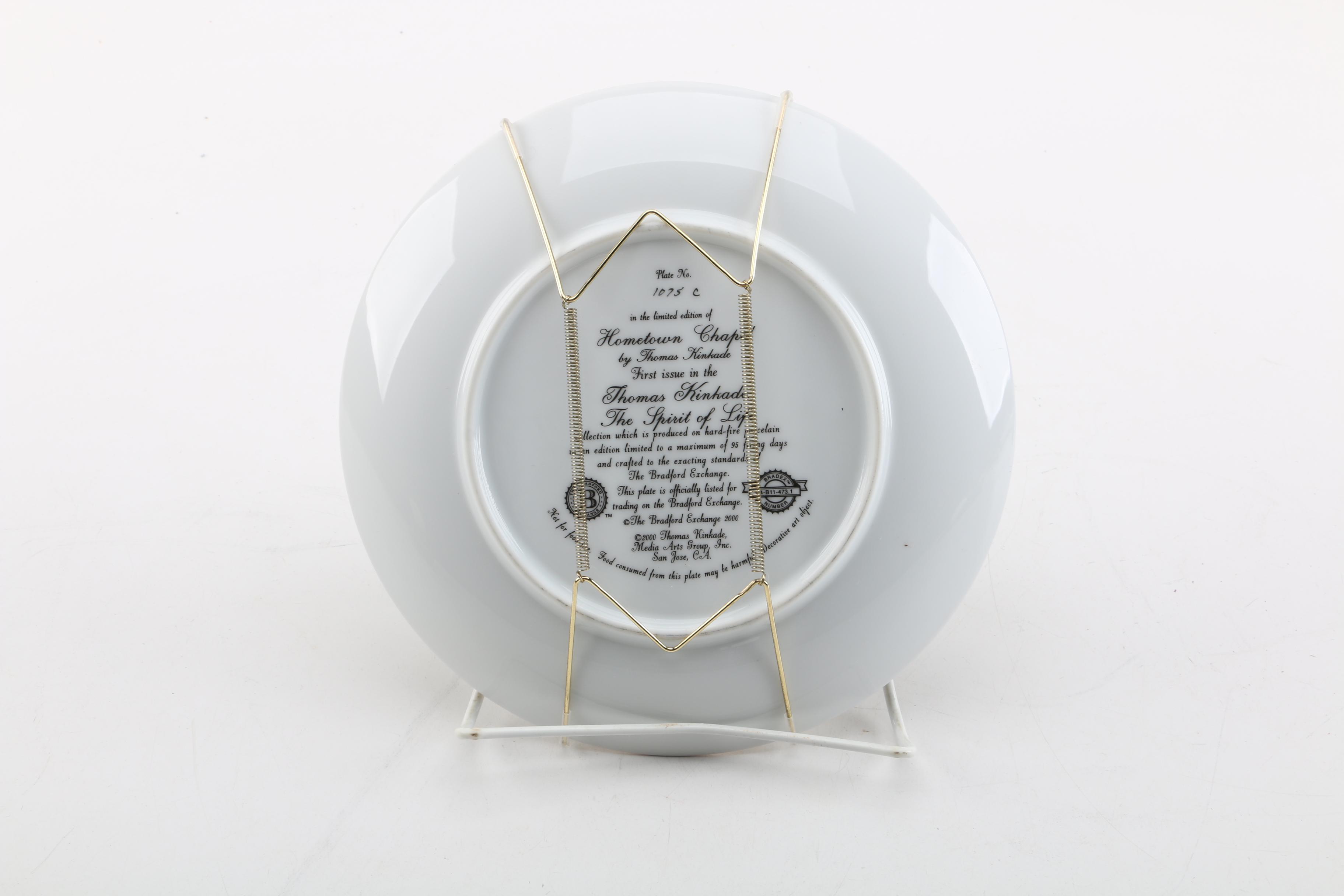 Thomas Kinkade "Hometown Chapel" Plate from "Spirit of Life" Collection 2000