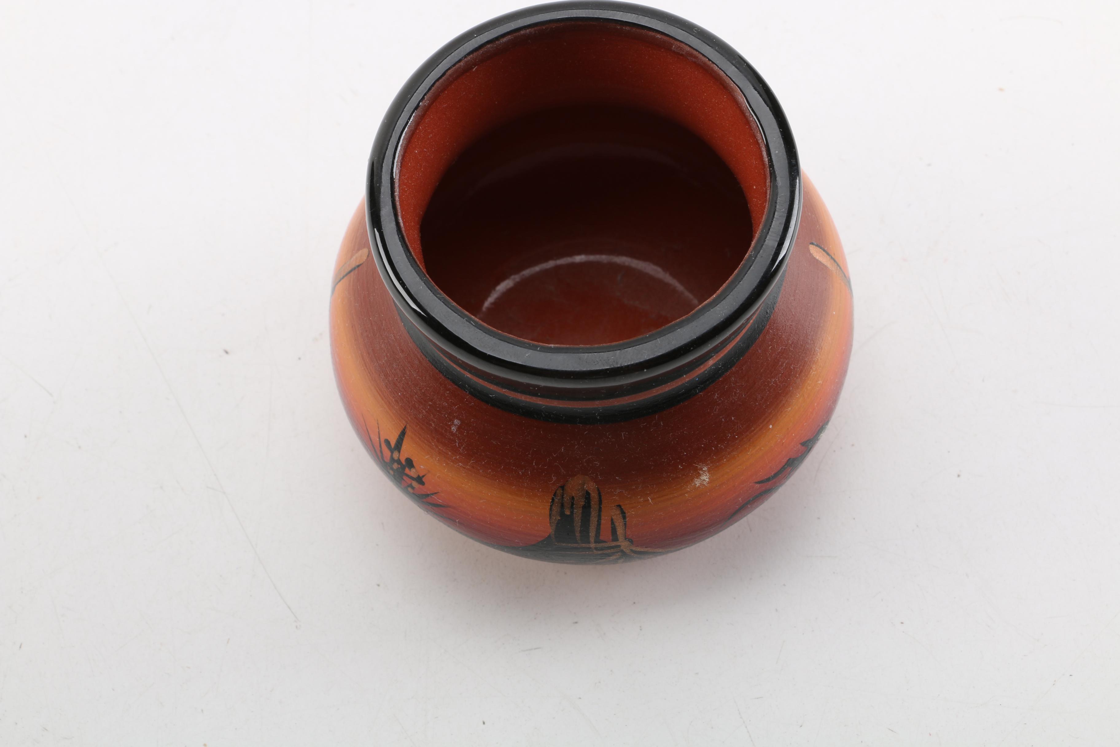 Signed Hand Painted Navajo Redware Pot