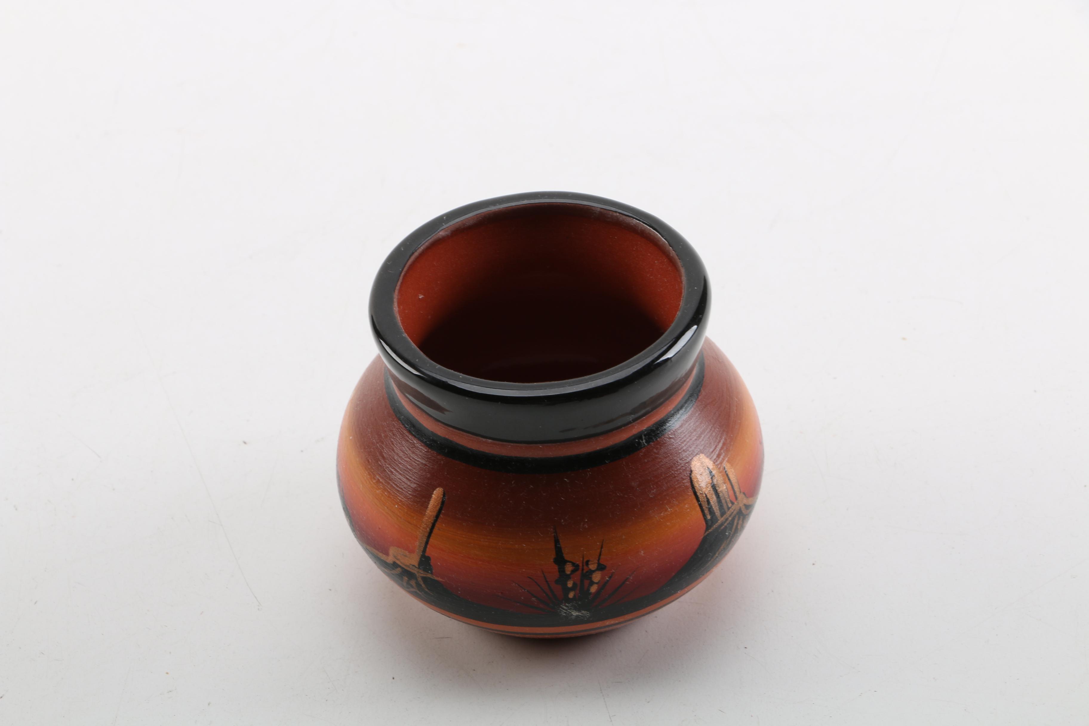 Signed Hand Painted Navajo Redware Pot