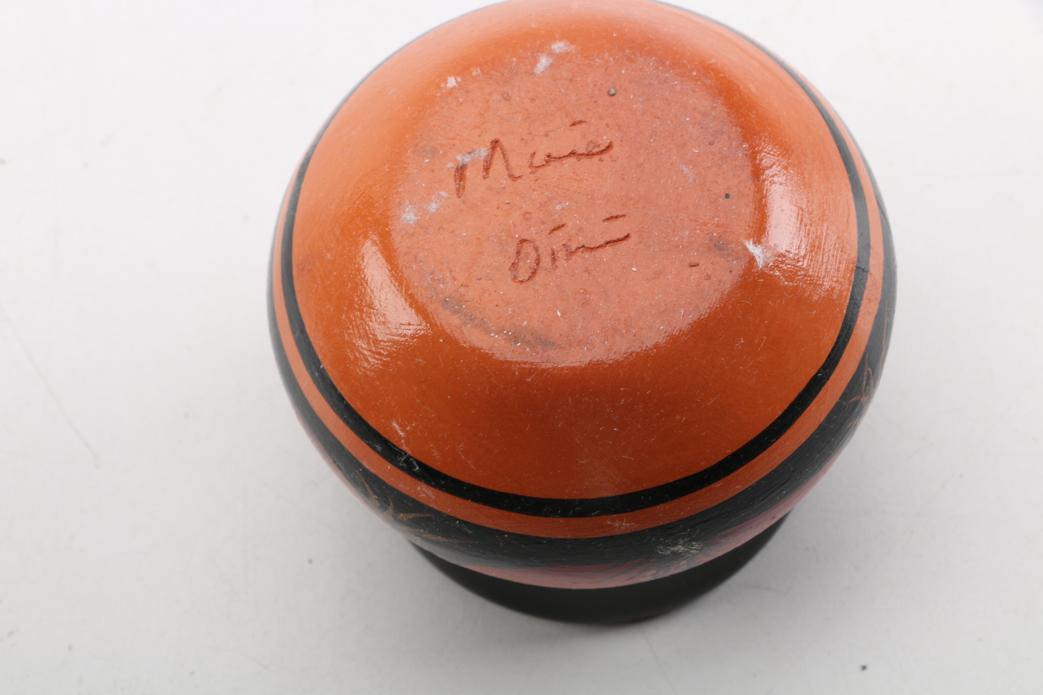 Signed Hand Painted Navajo Redware Pot