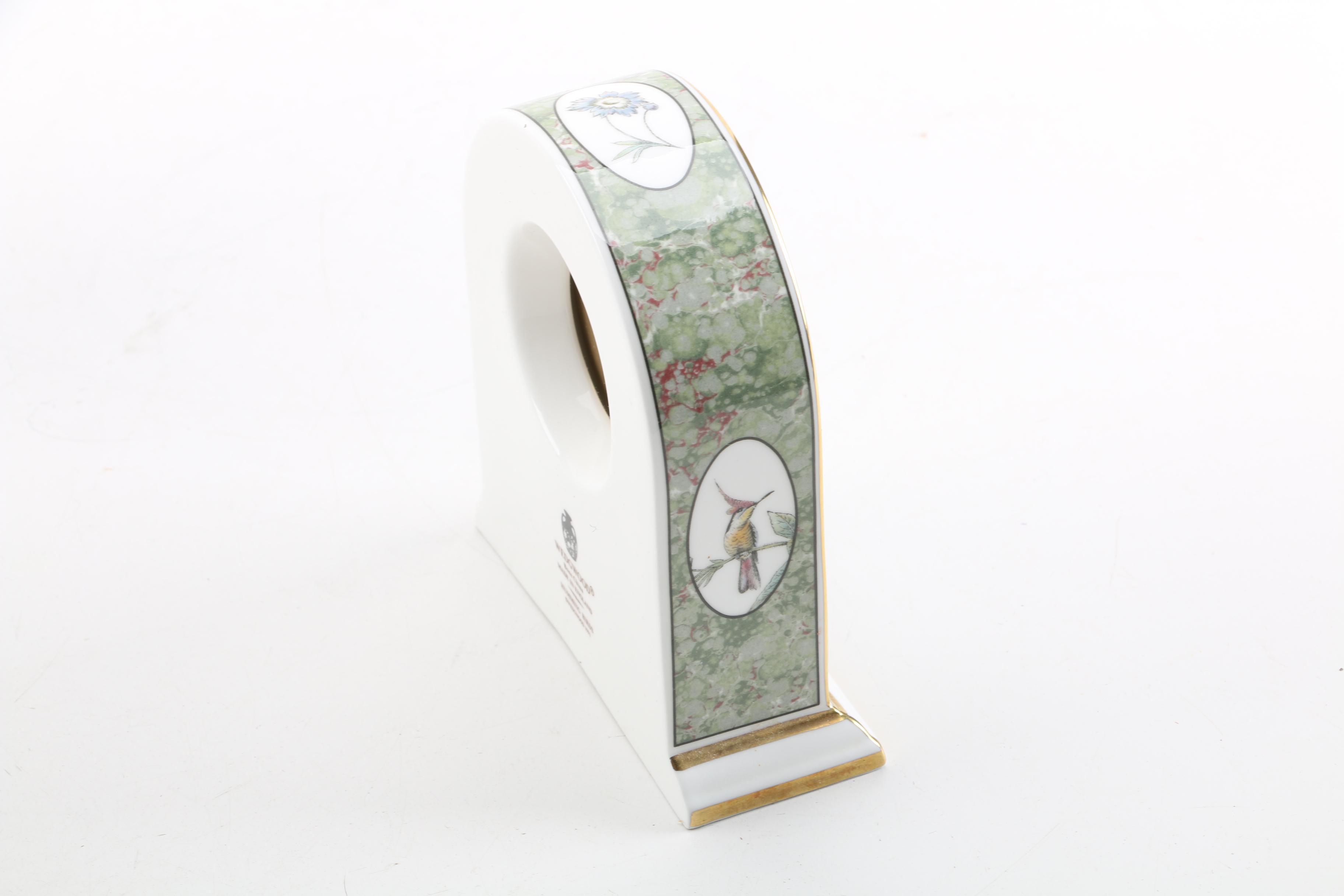 Wedgwood Jasperware Posey Pot Vase and "Hummingbirds" Shelf Clock