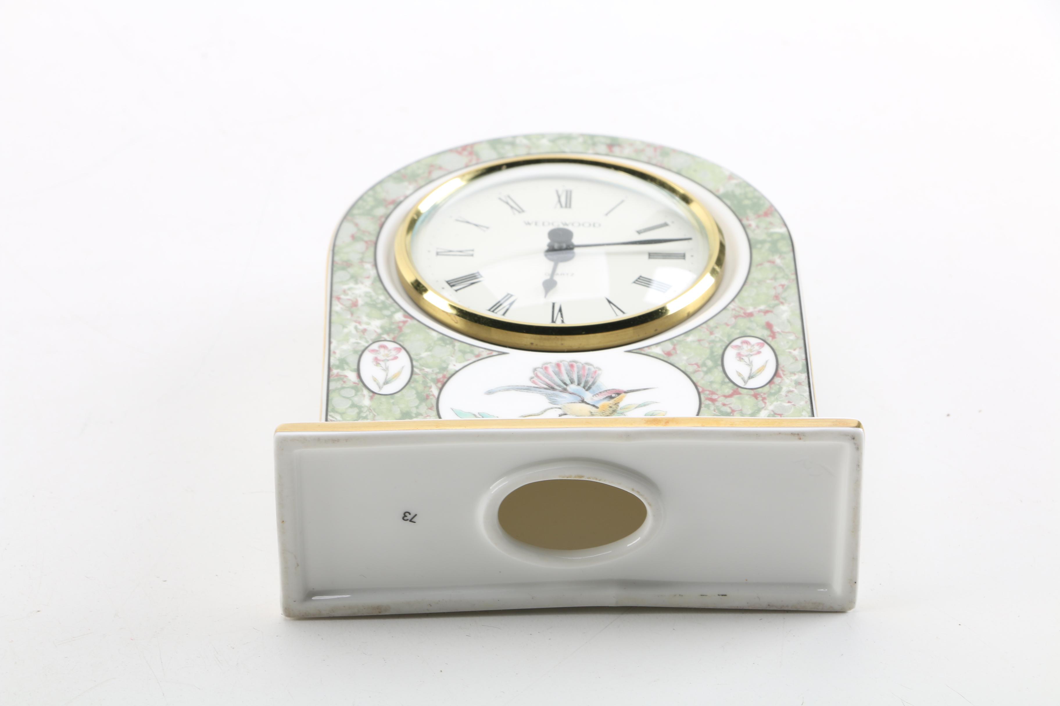 Wedgwood Jasperware Posey Pot Vase and "Hummingbirds" Shelf Clock