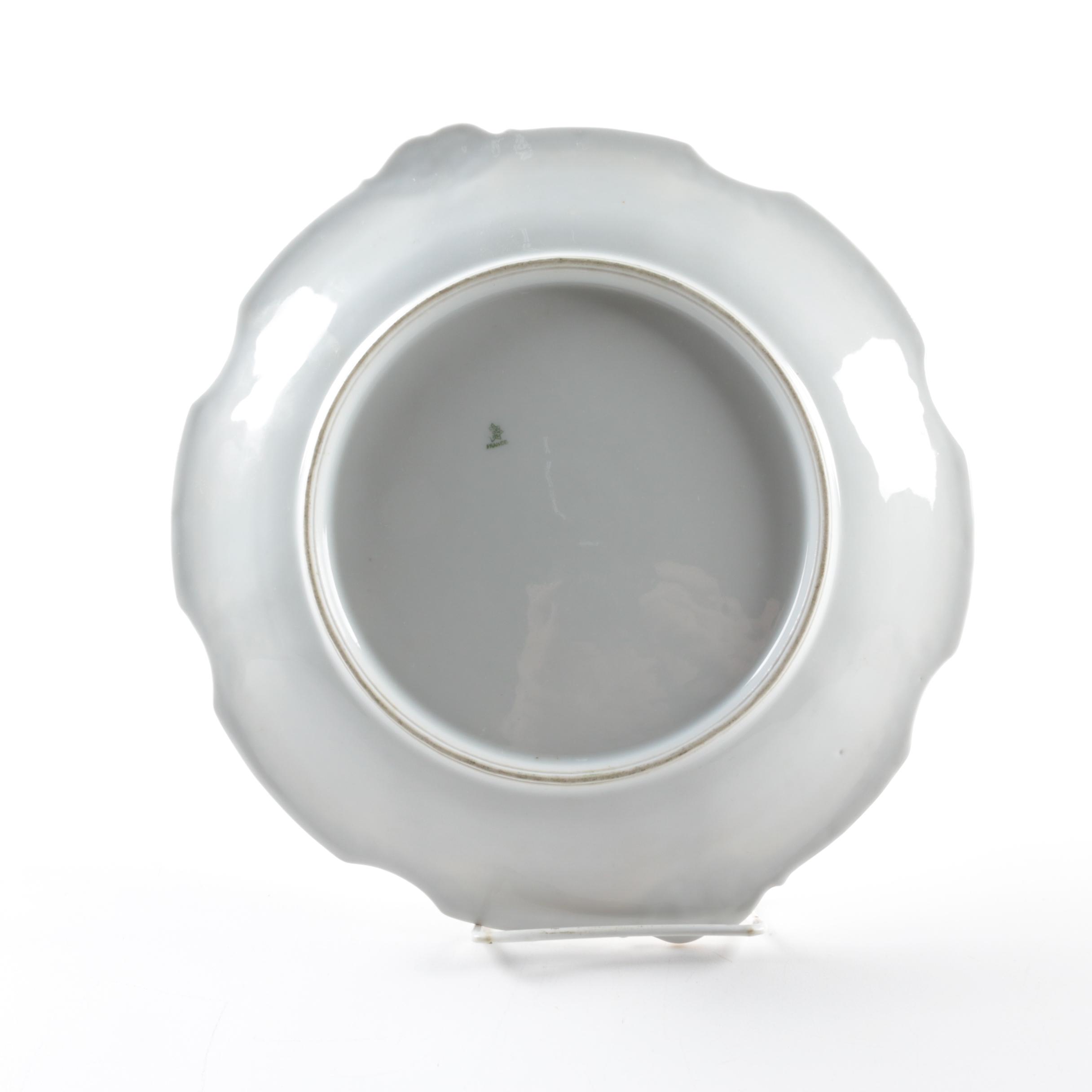 Antique Limoges Porcelain Plate and Rococo Style Stand