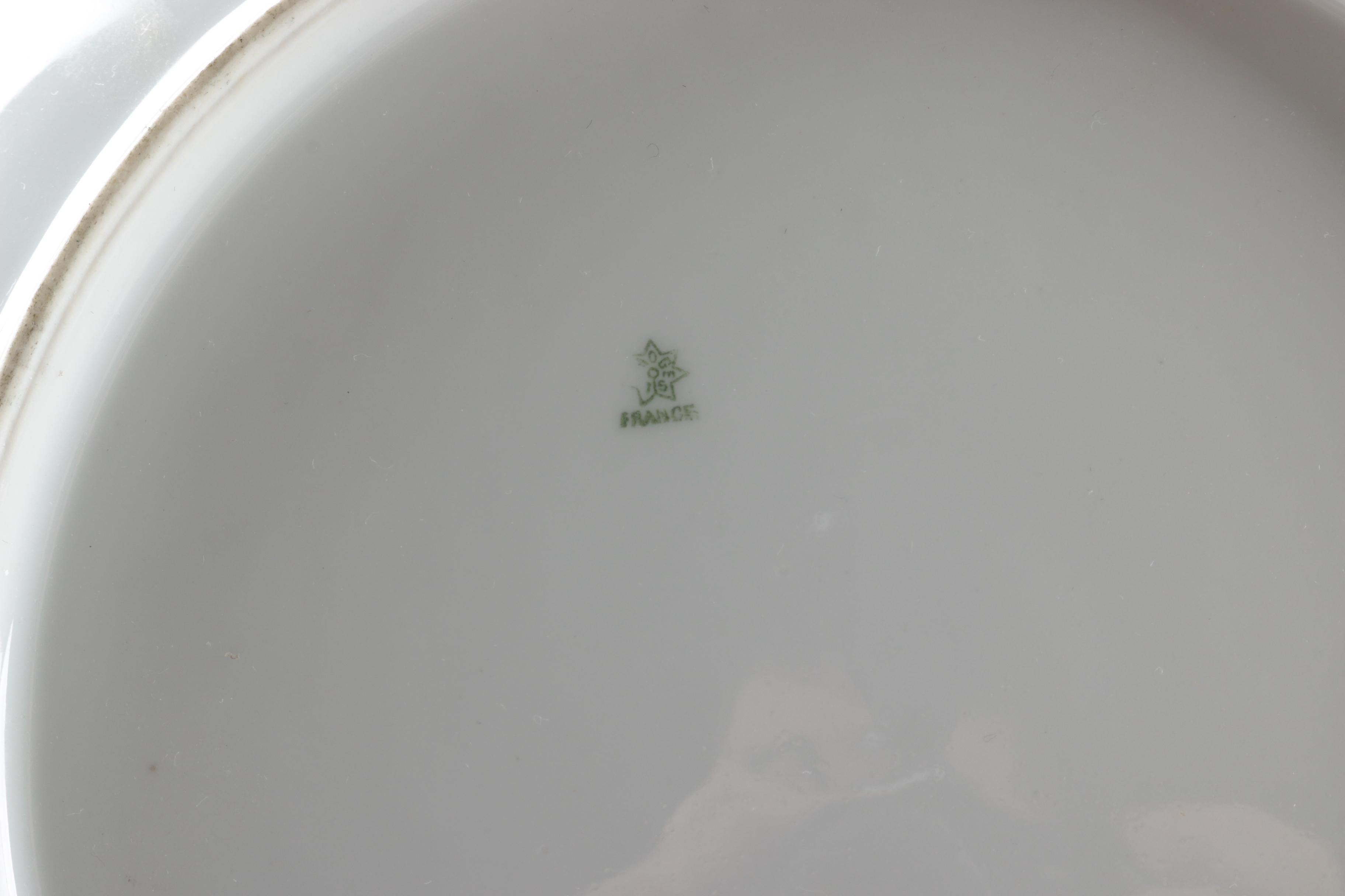 Antique Limoges Porcelain Plate and Rococo Style Stand