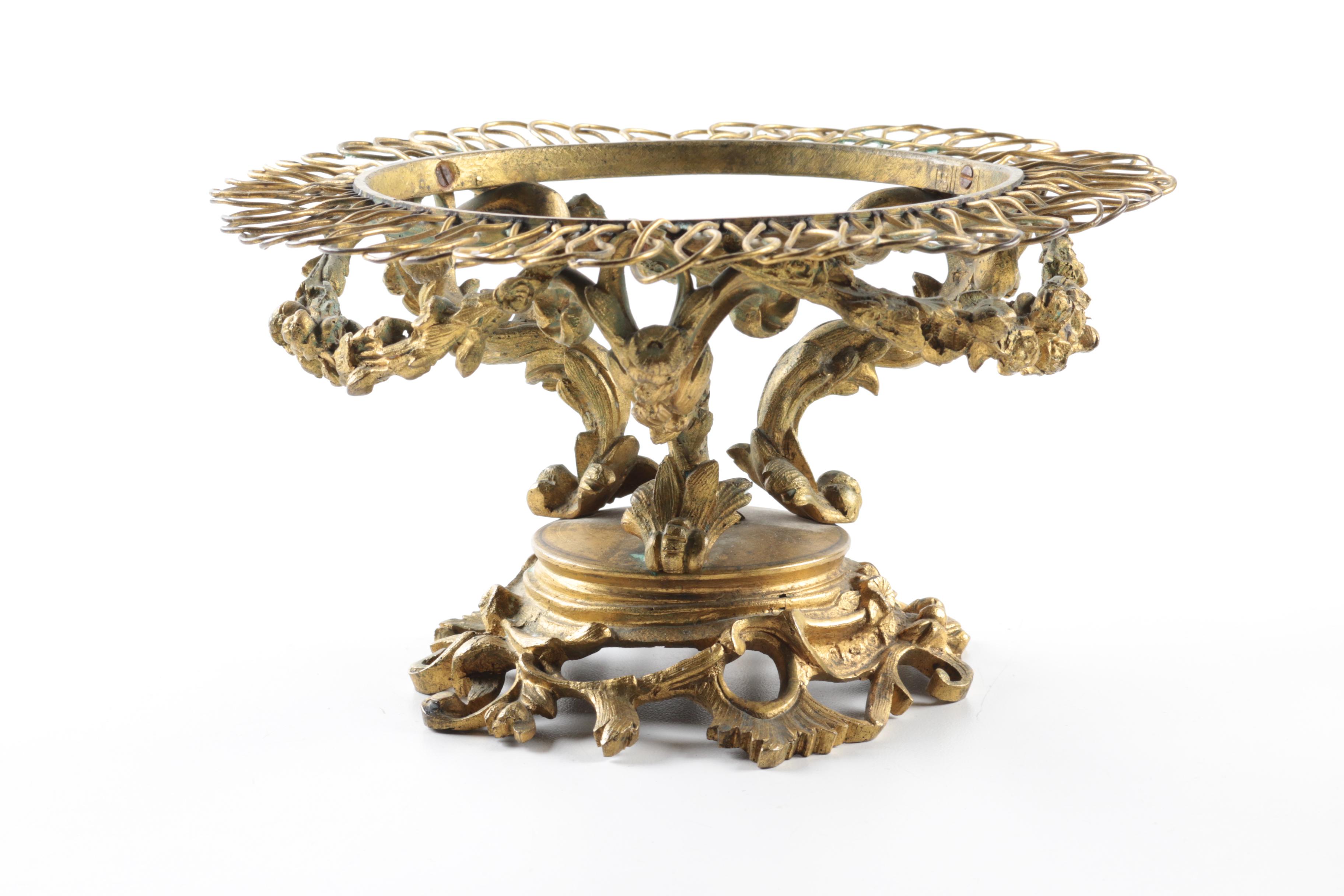 Antique Limoges Porcelain Plate and Rococo Style Stand