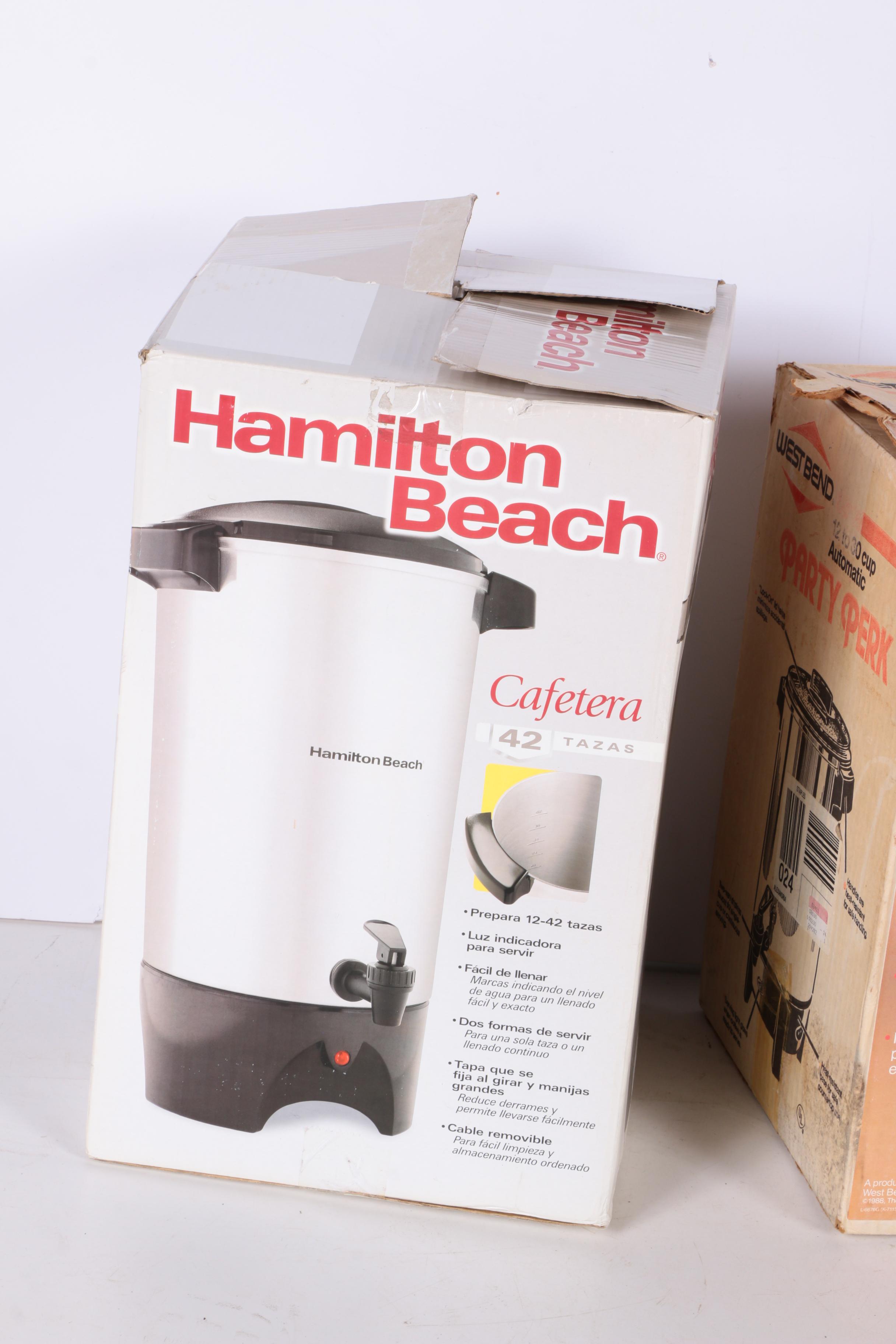 Hamilton Beach, Mr. Coffee, and West Bend Coffee Urns