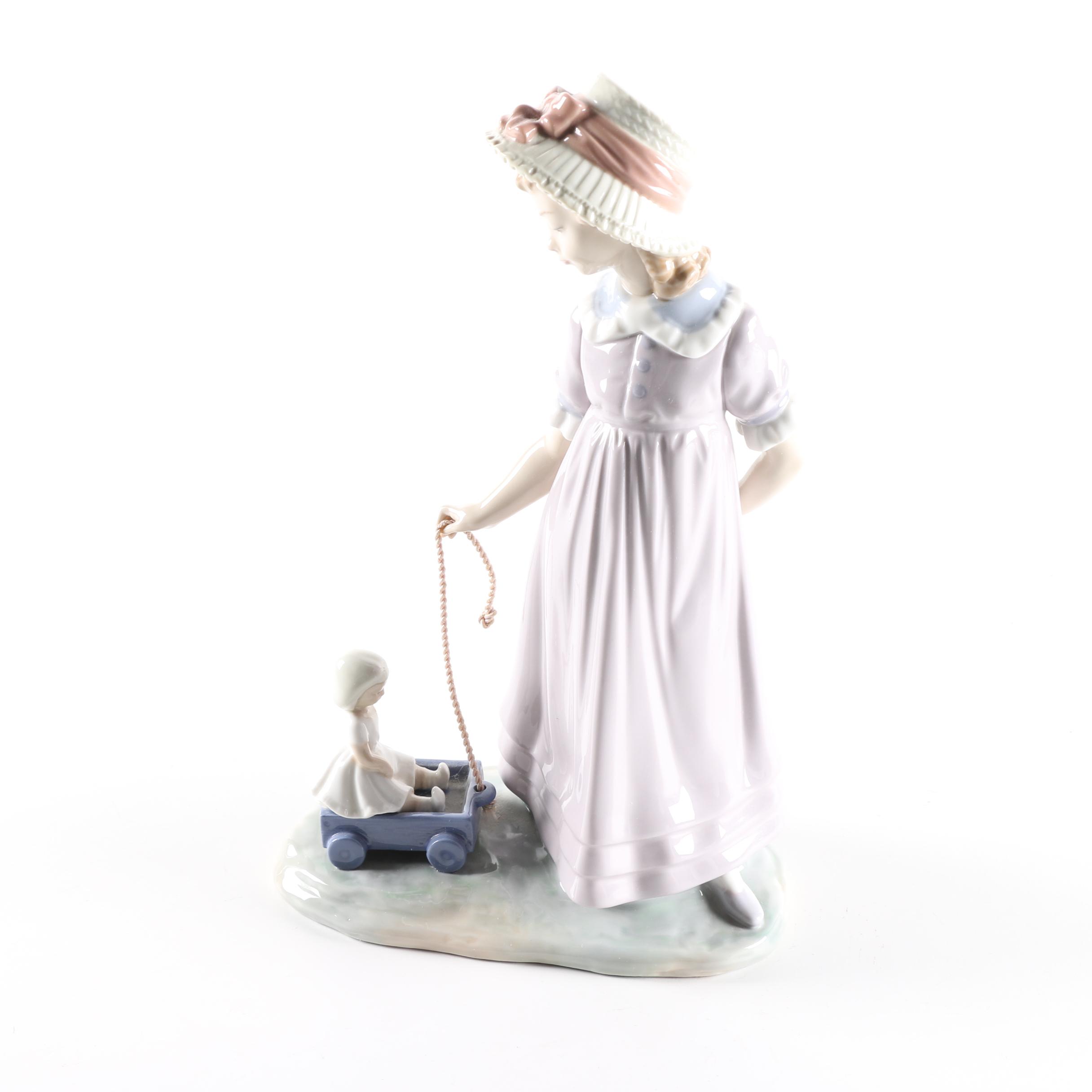 Lladró "Pulling Dolls Carriage" #5044 Figurine