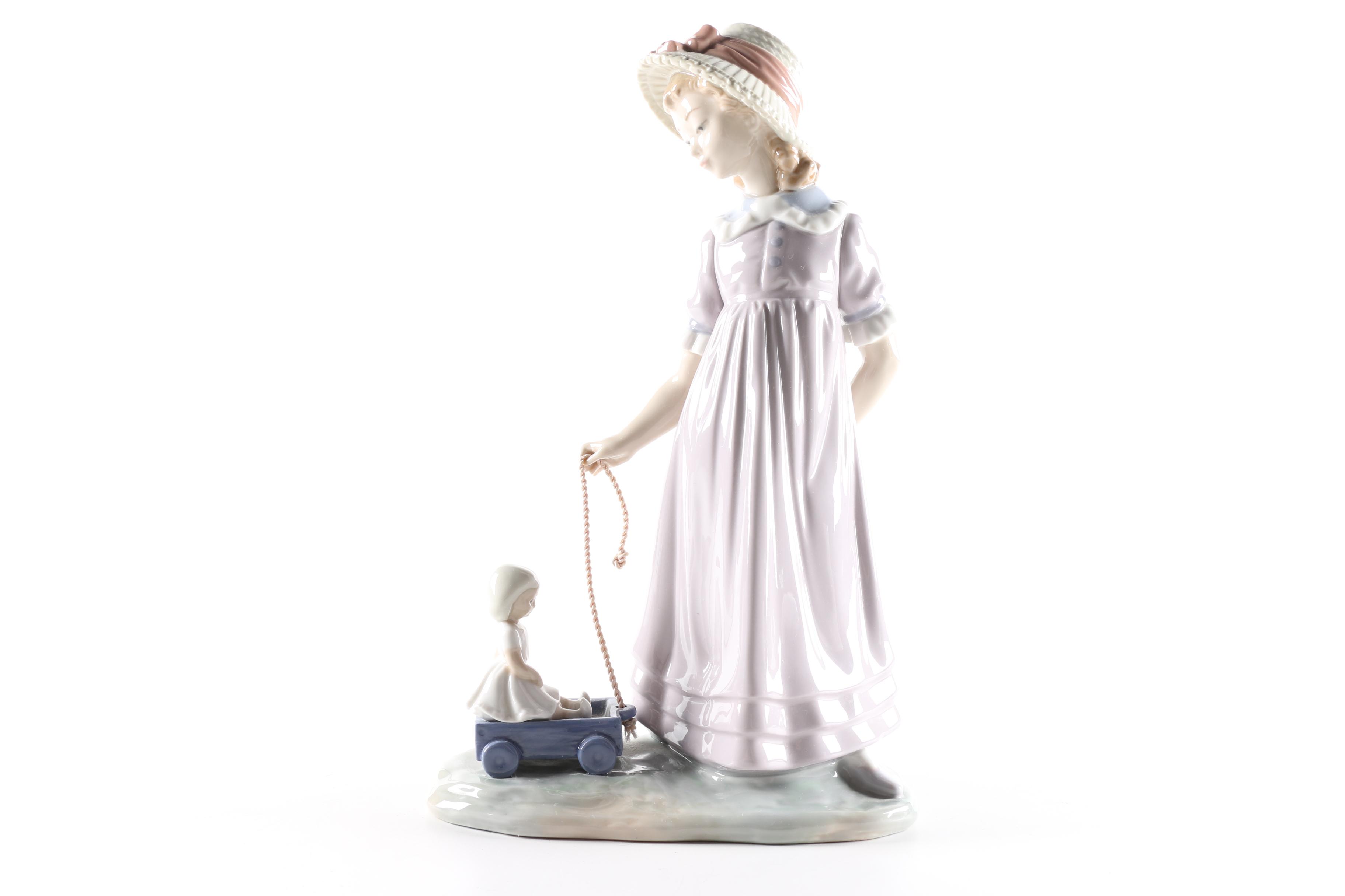 Lladró "Pulling Dolls Carriage" #5044 Figurine