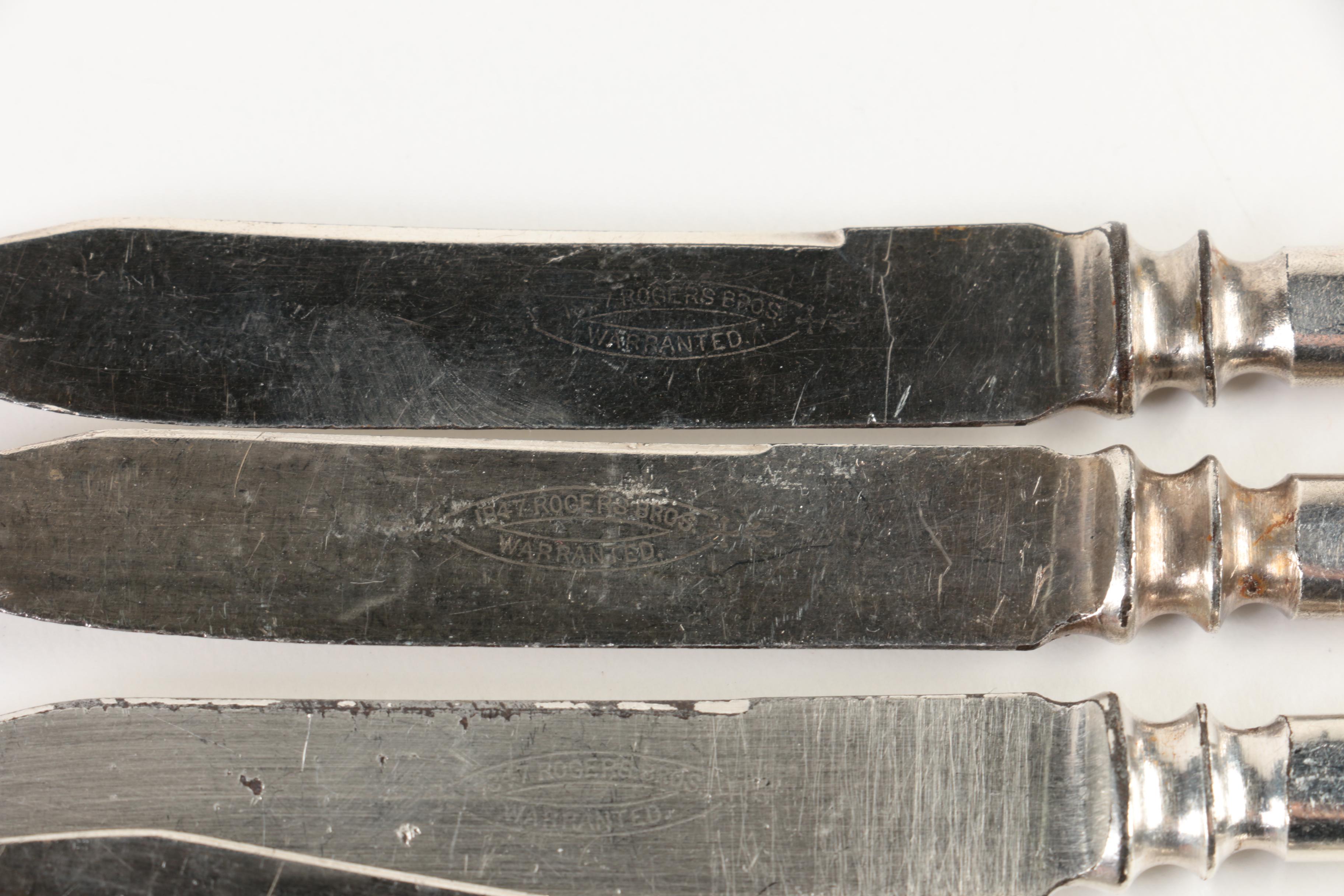 Wm. Rogers Silver Plate Flatware and Wooden Flatware Storage Chest