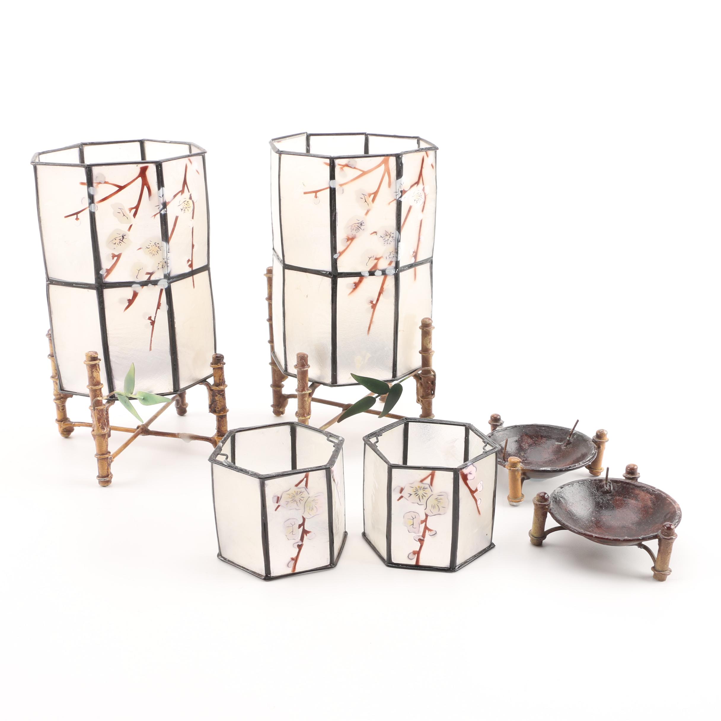 Asian Inspired Shell Candleholders