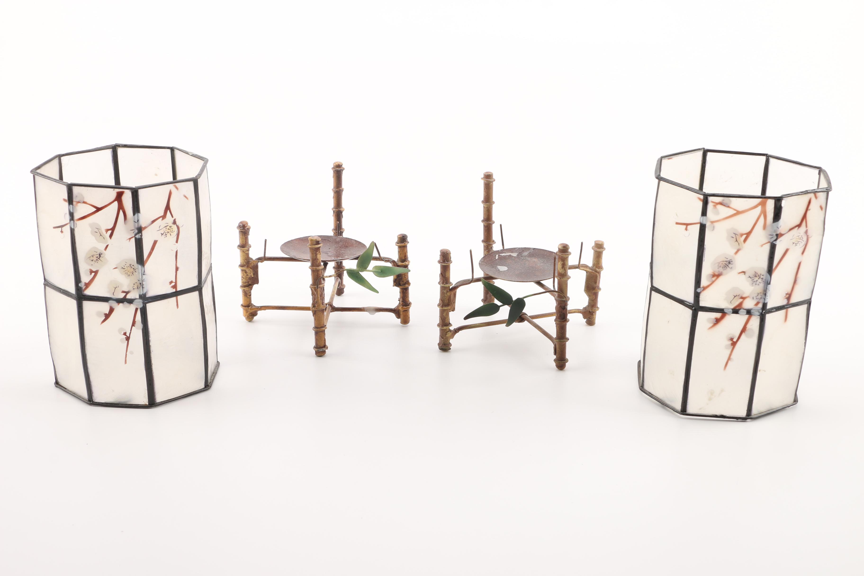 Asian Inspired Shell Candleholders