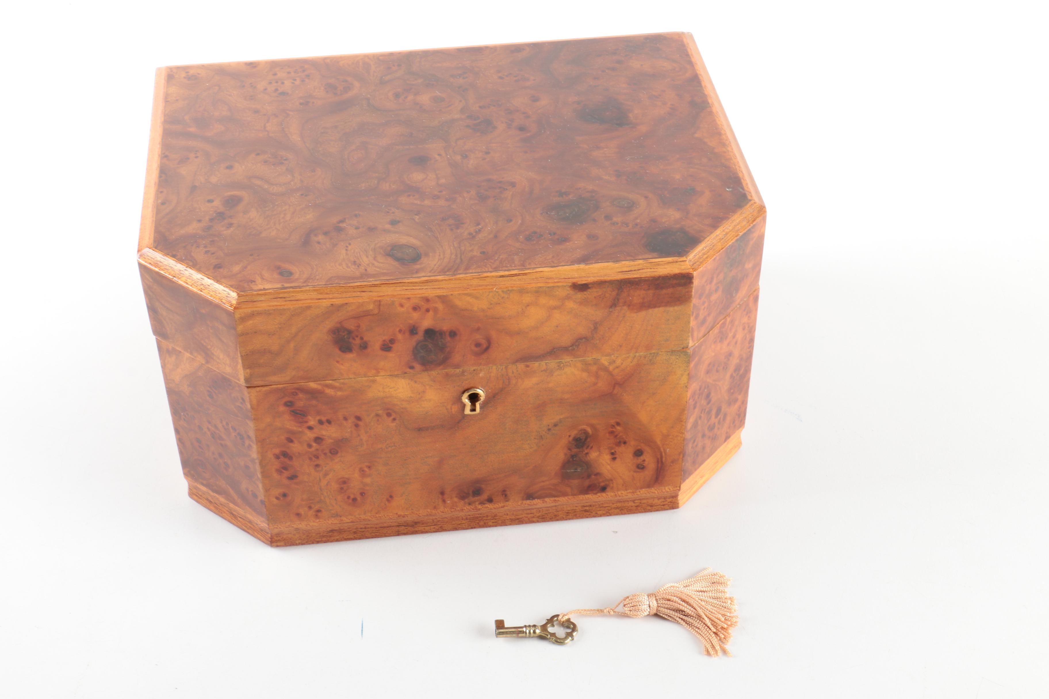 Mahogany and Burled Jewelry Caskets