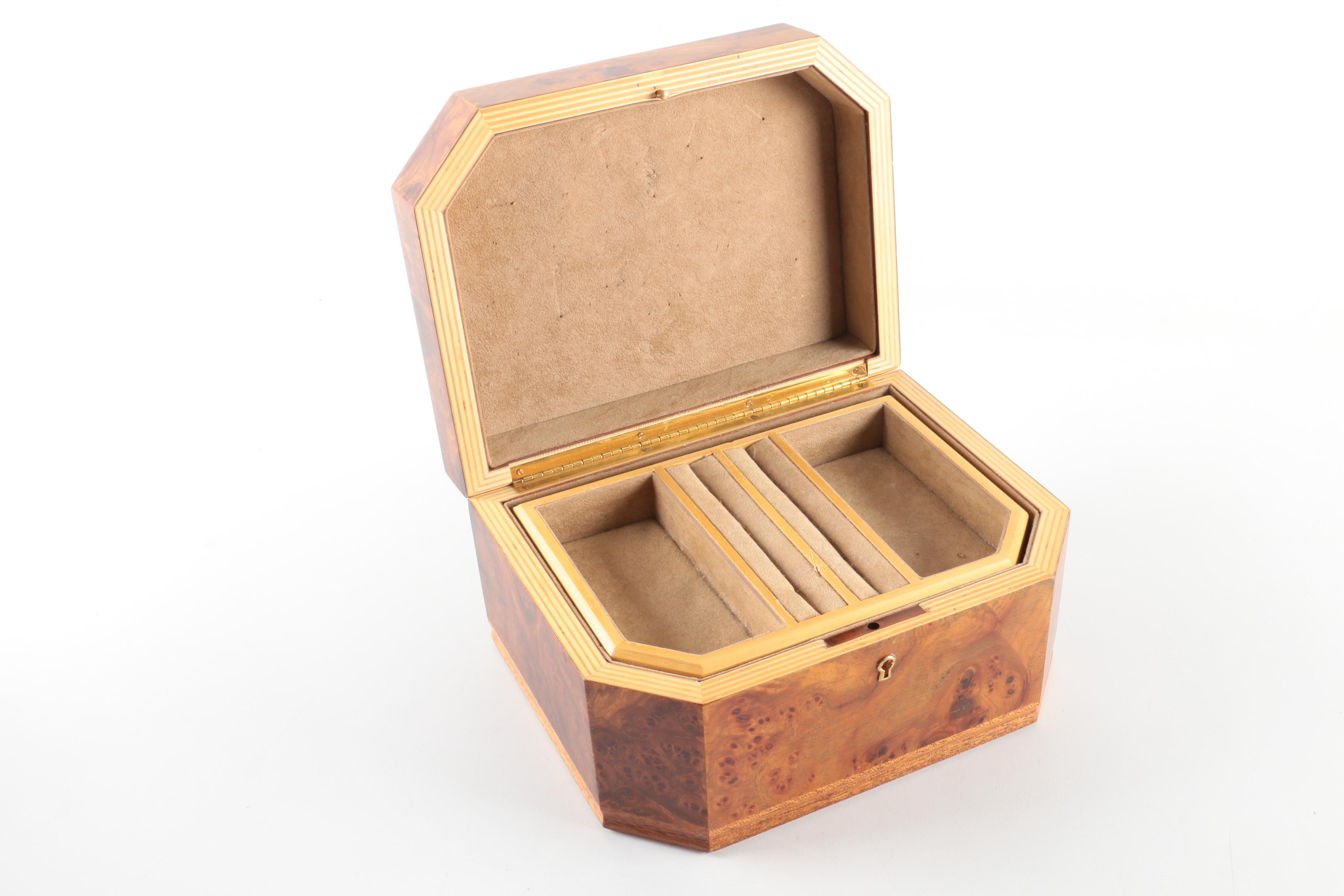 Mahogany and Burled Jewelry Caskets