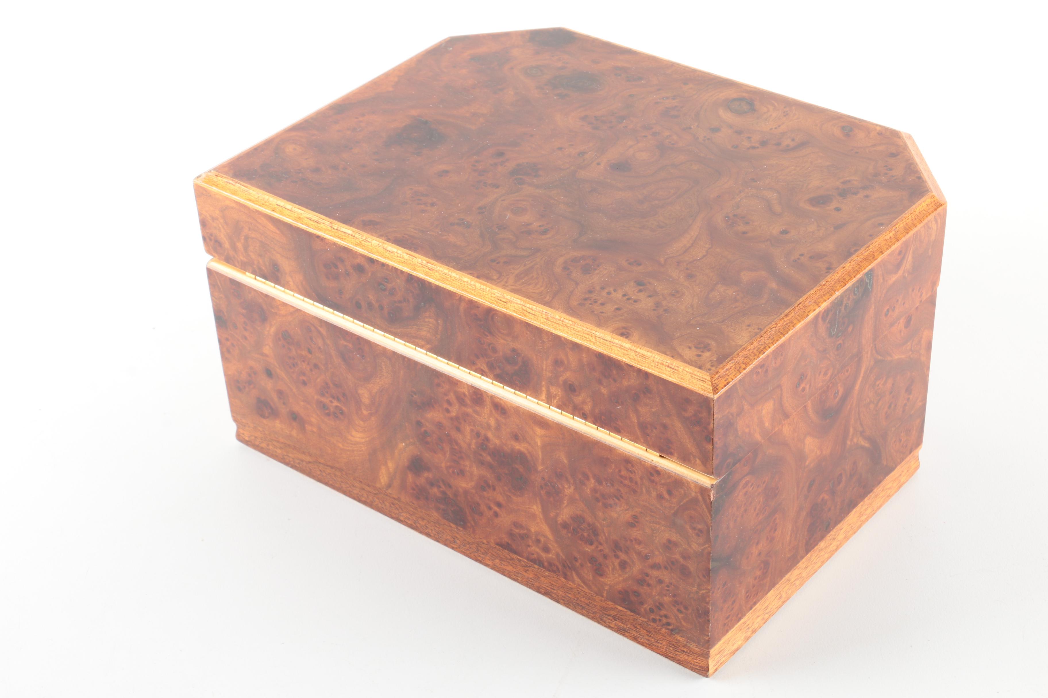 Mahogany and Burled Jewelry Caskets