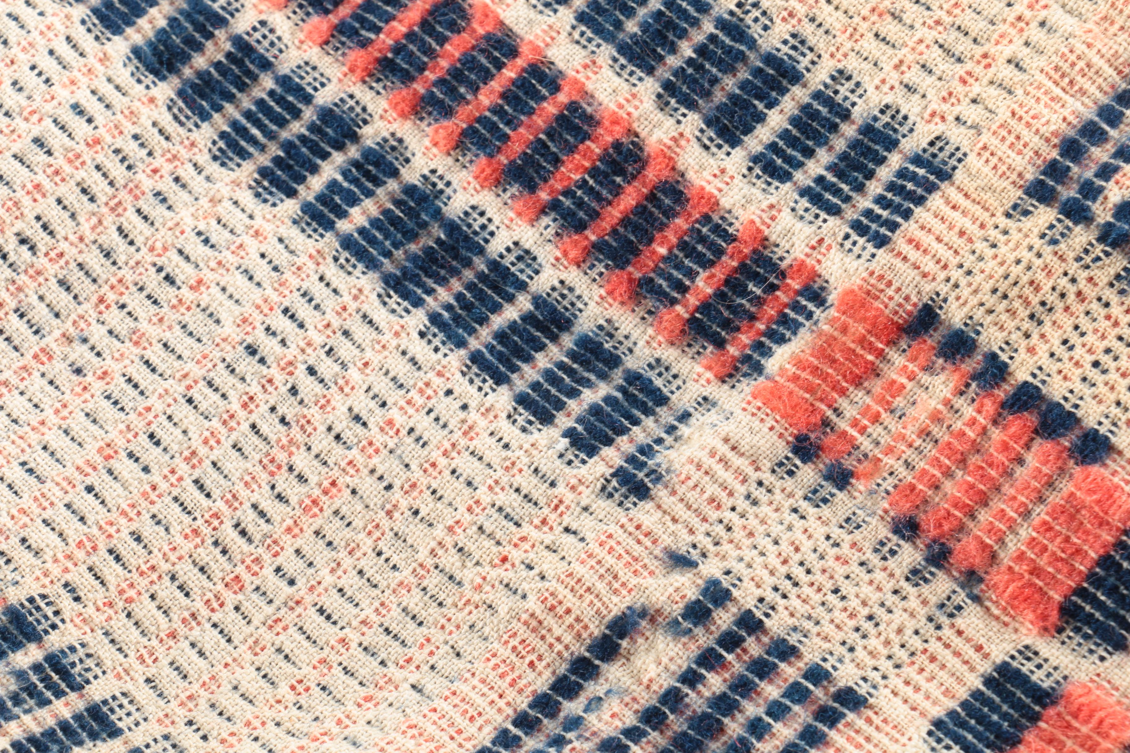 Antique Handwoven Wool and Cotton Coverlets