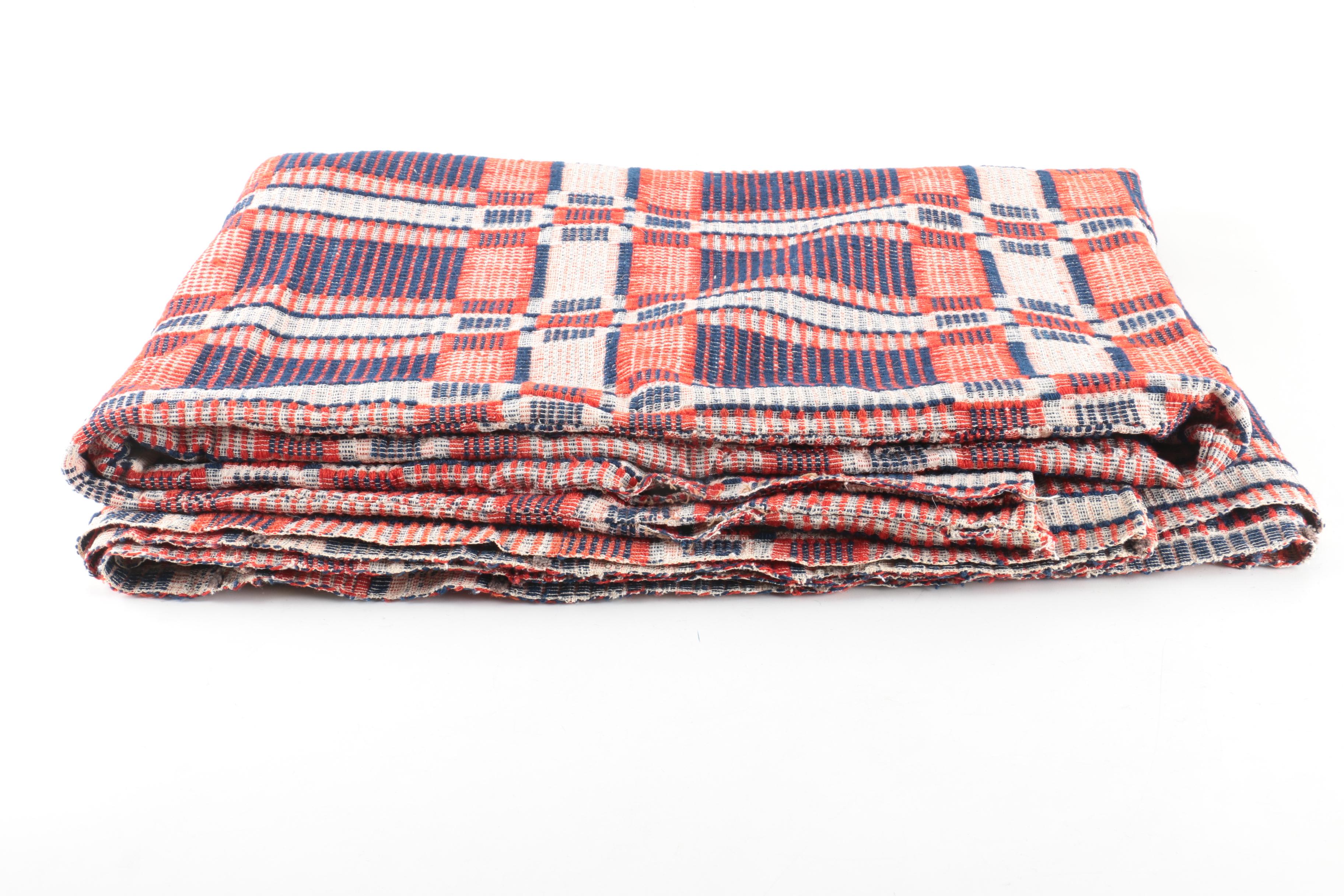 Antique Handwoven Wool and Cotton Coverlets