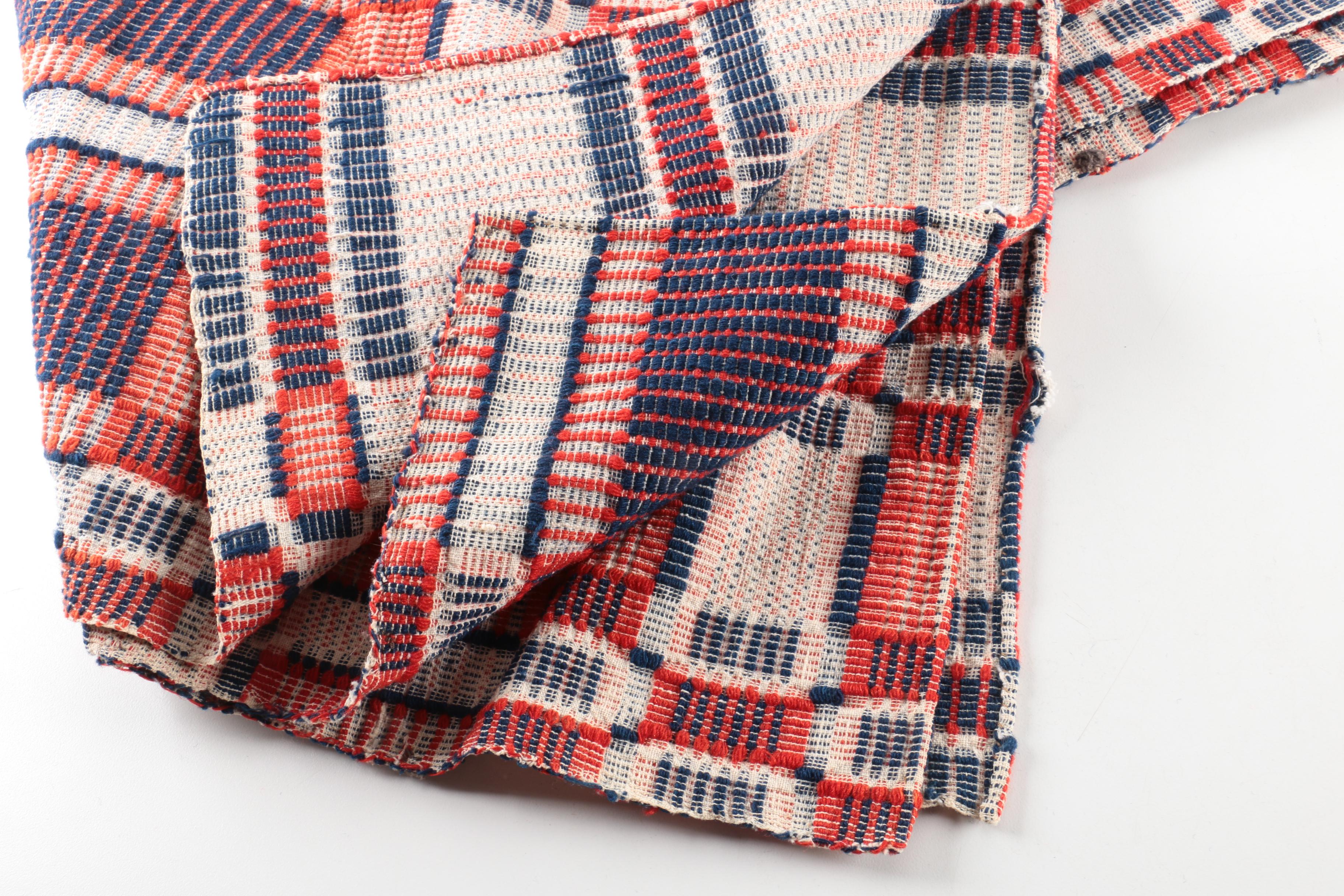 Antique Handwoven Wool and Cotton Coverlets