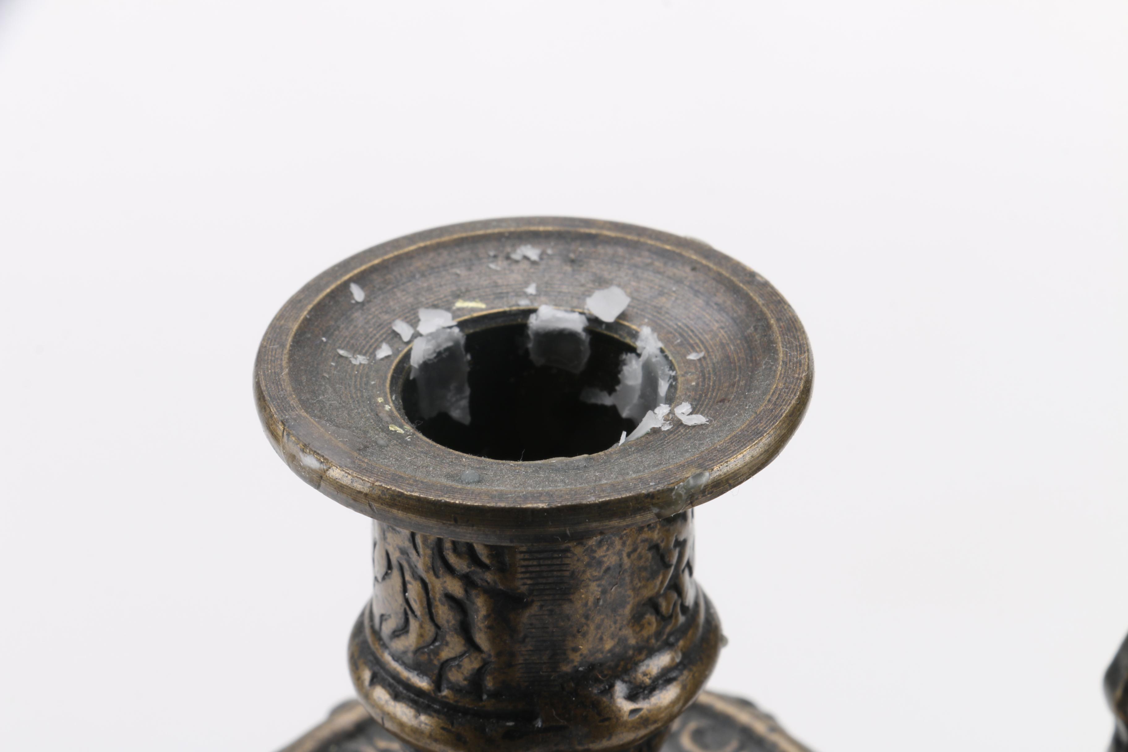 Gothic-Style Bronze Patina Candelabra