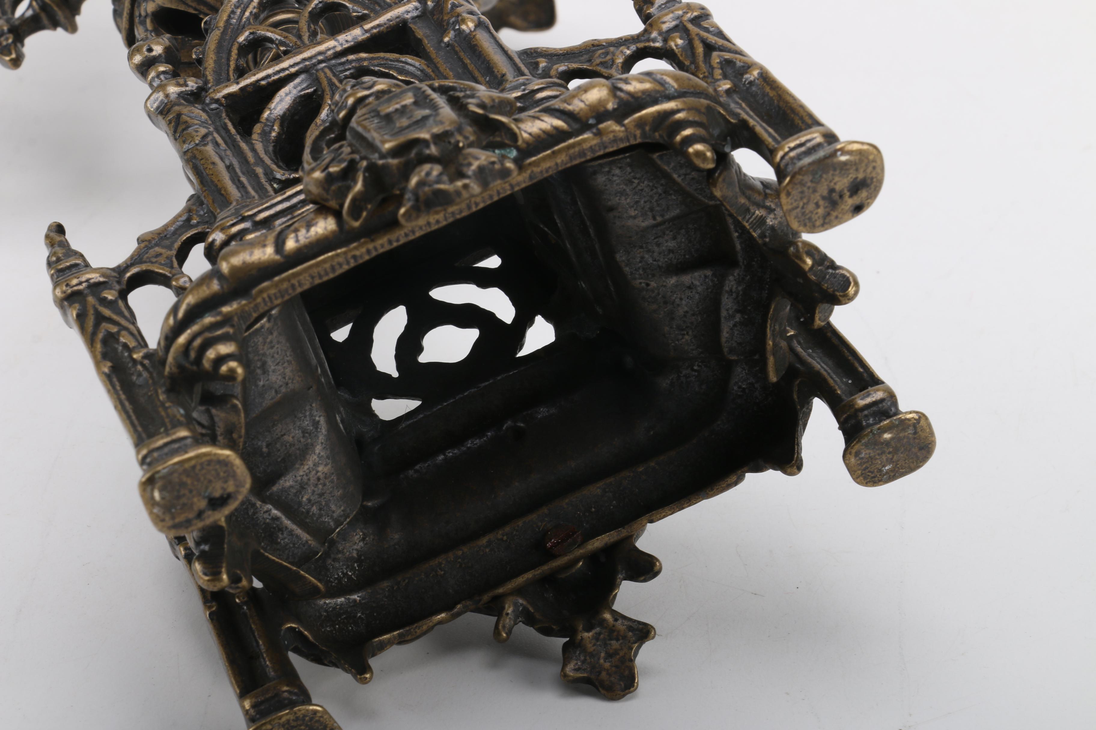 Gothic-Style Bronze Patina Candelabra