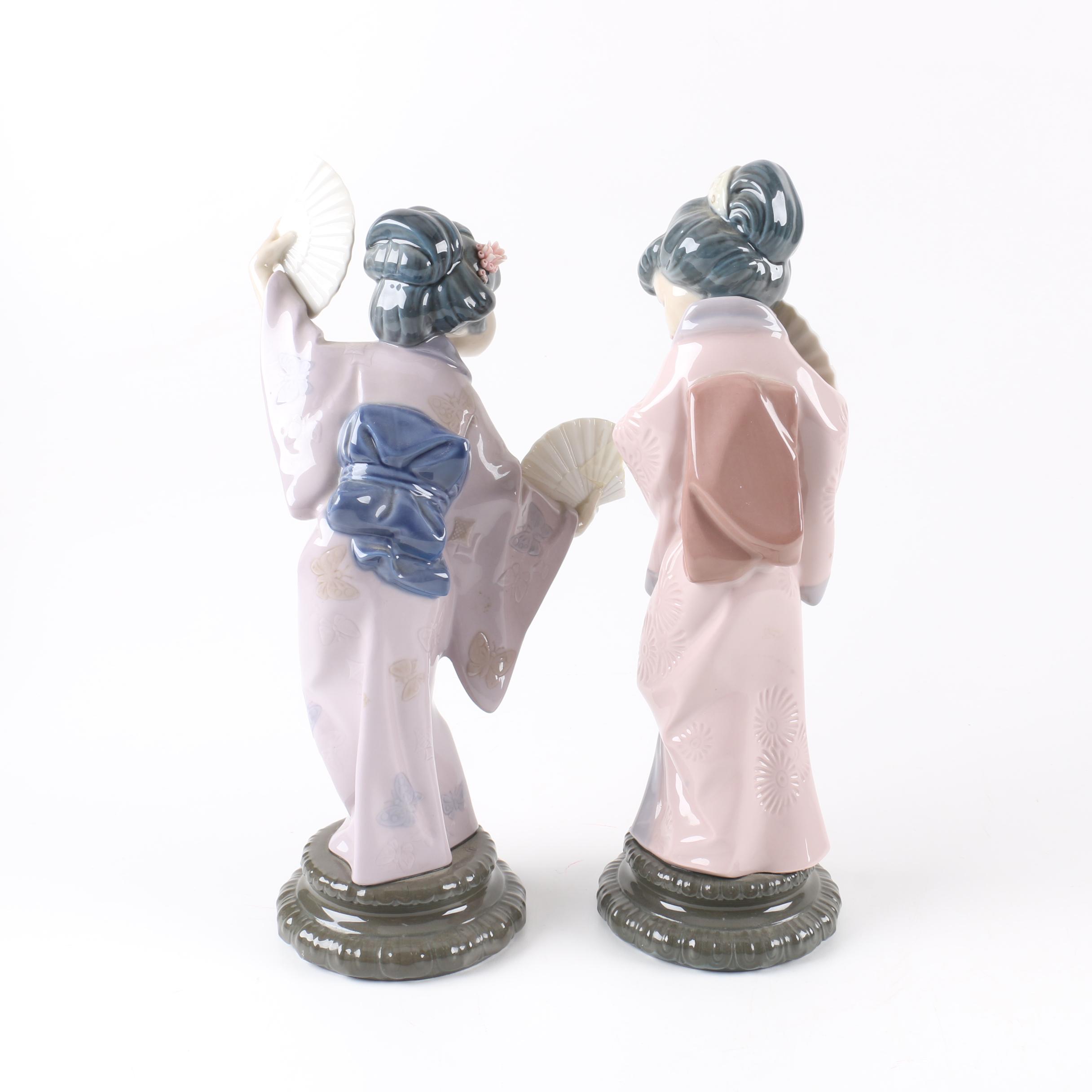 Lladró "Timid Geisha" and "Japanese with Fan"
