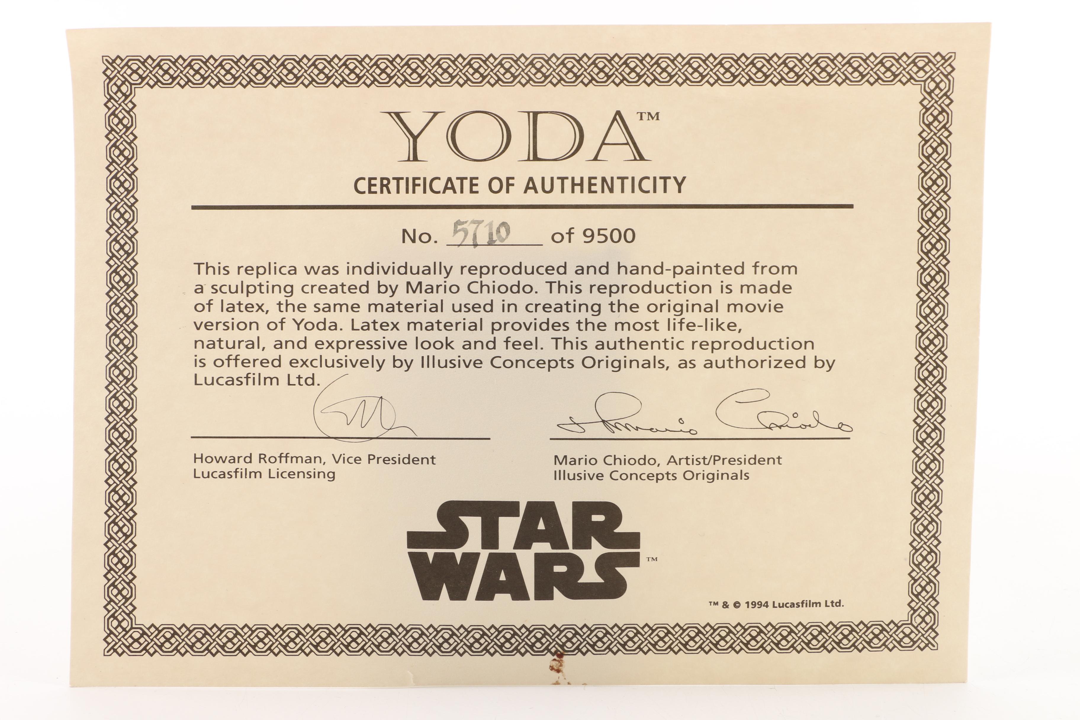 1994 Illusive Concepts "Yoda" Prop Sculpture by Mario Chiodo