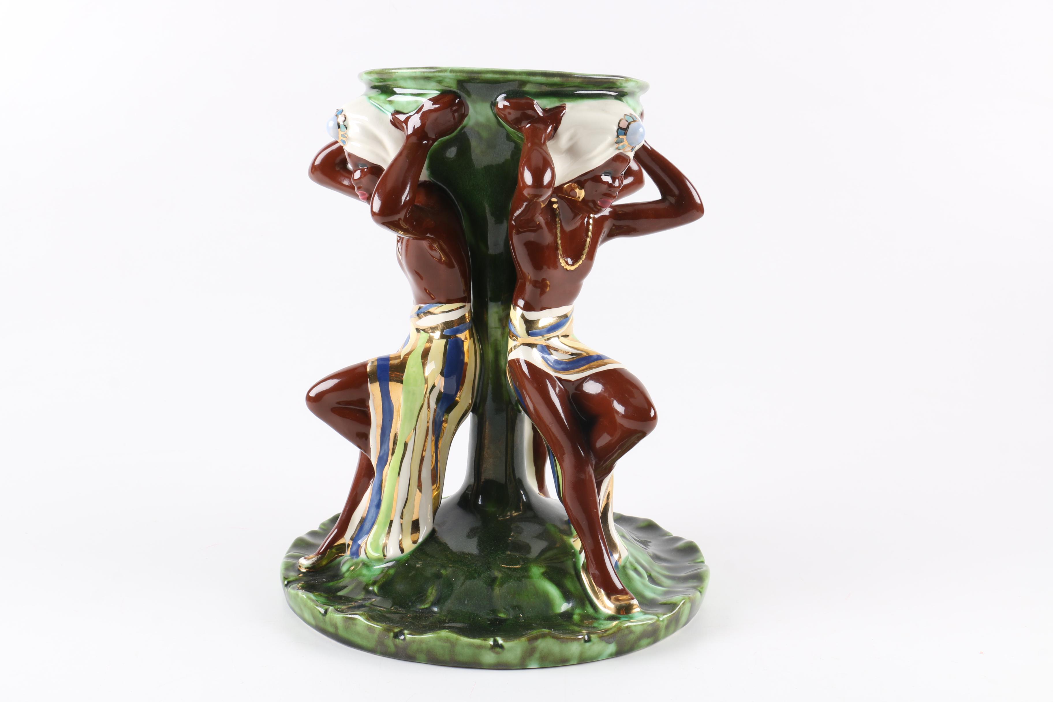 Vintage Hand-Painted Brayton Laguna Ceramic Blackamoor Tazza