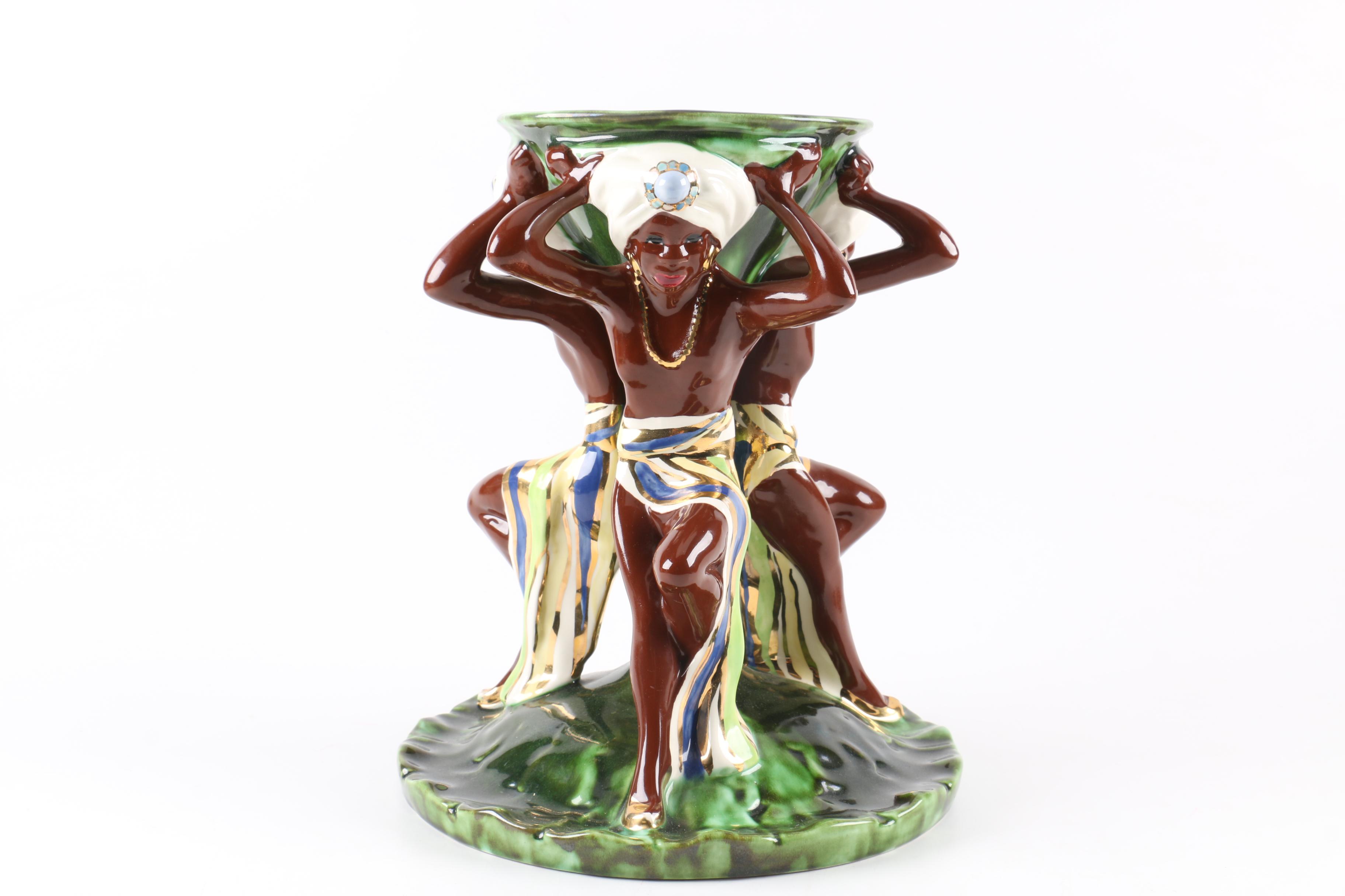 Vintage Hand-Painted Brayton Laguna Ceramic Blackamoor Tazza