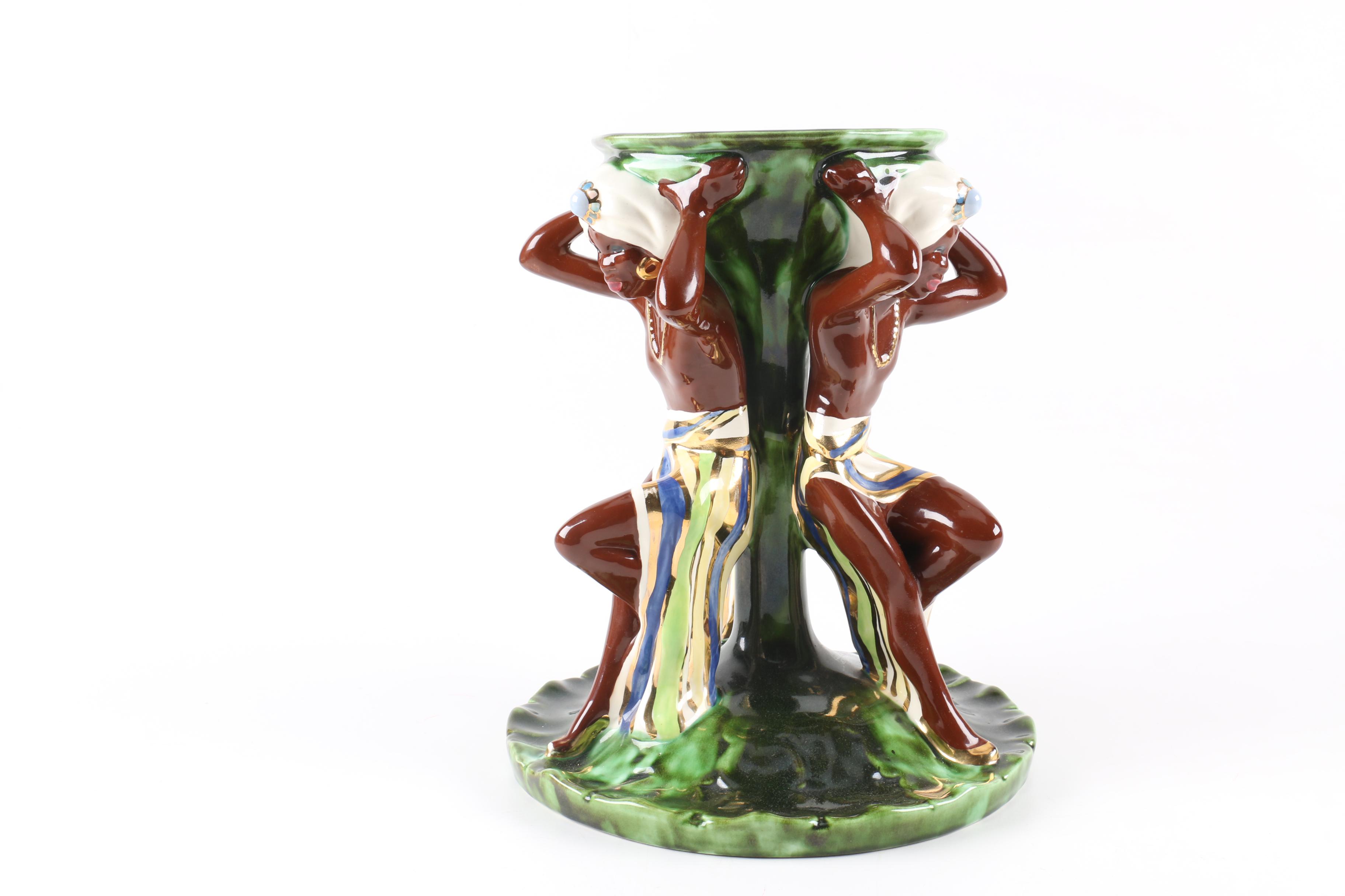 Vintage Hand-Painted Brayton Laguna Ceramic Blackamoor Tazza