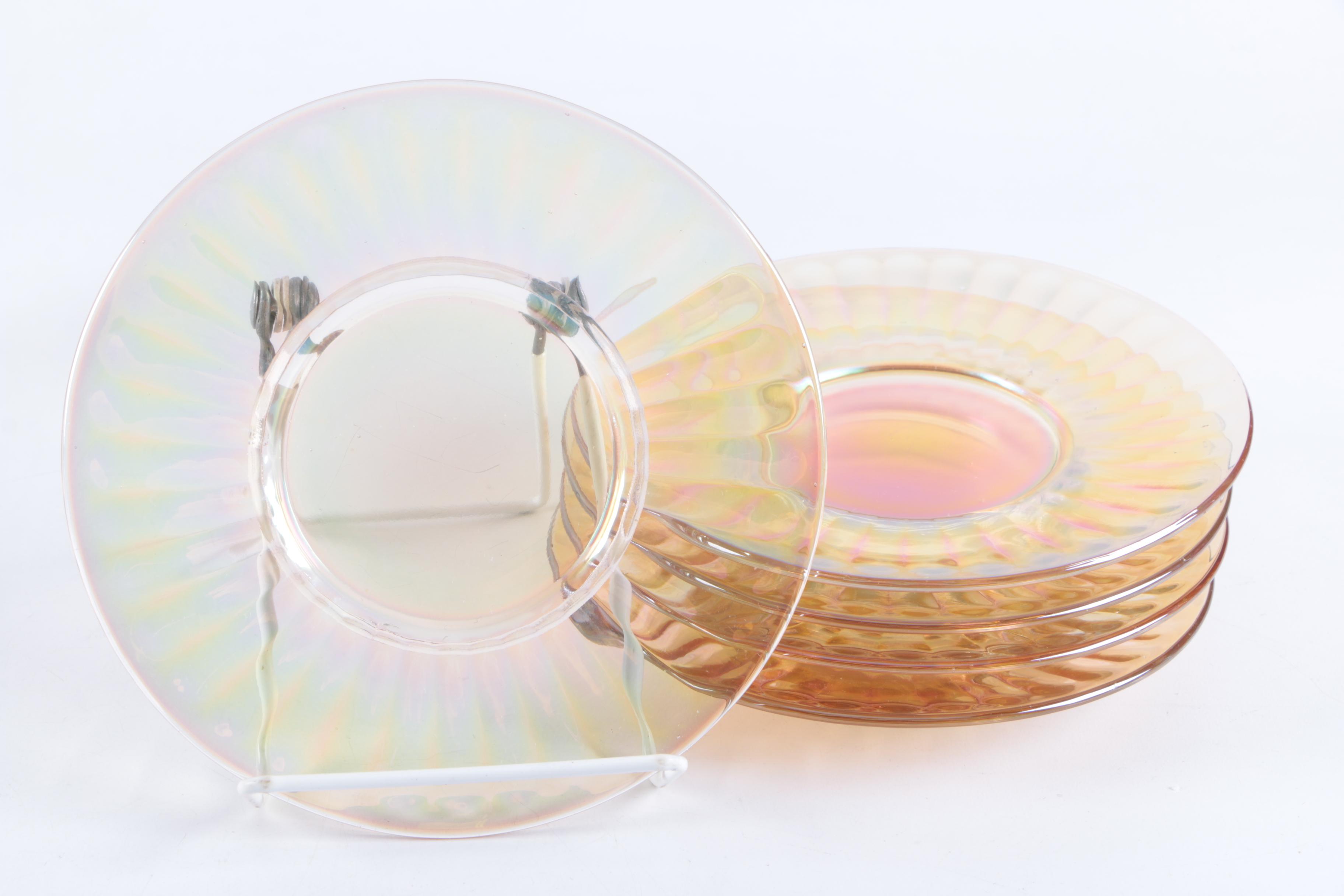 Imperial Glass-Ohio "Smooth Rays Marigold" Plates and Sherbets