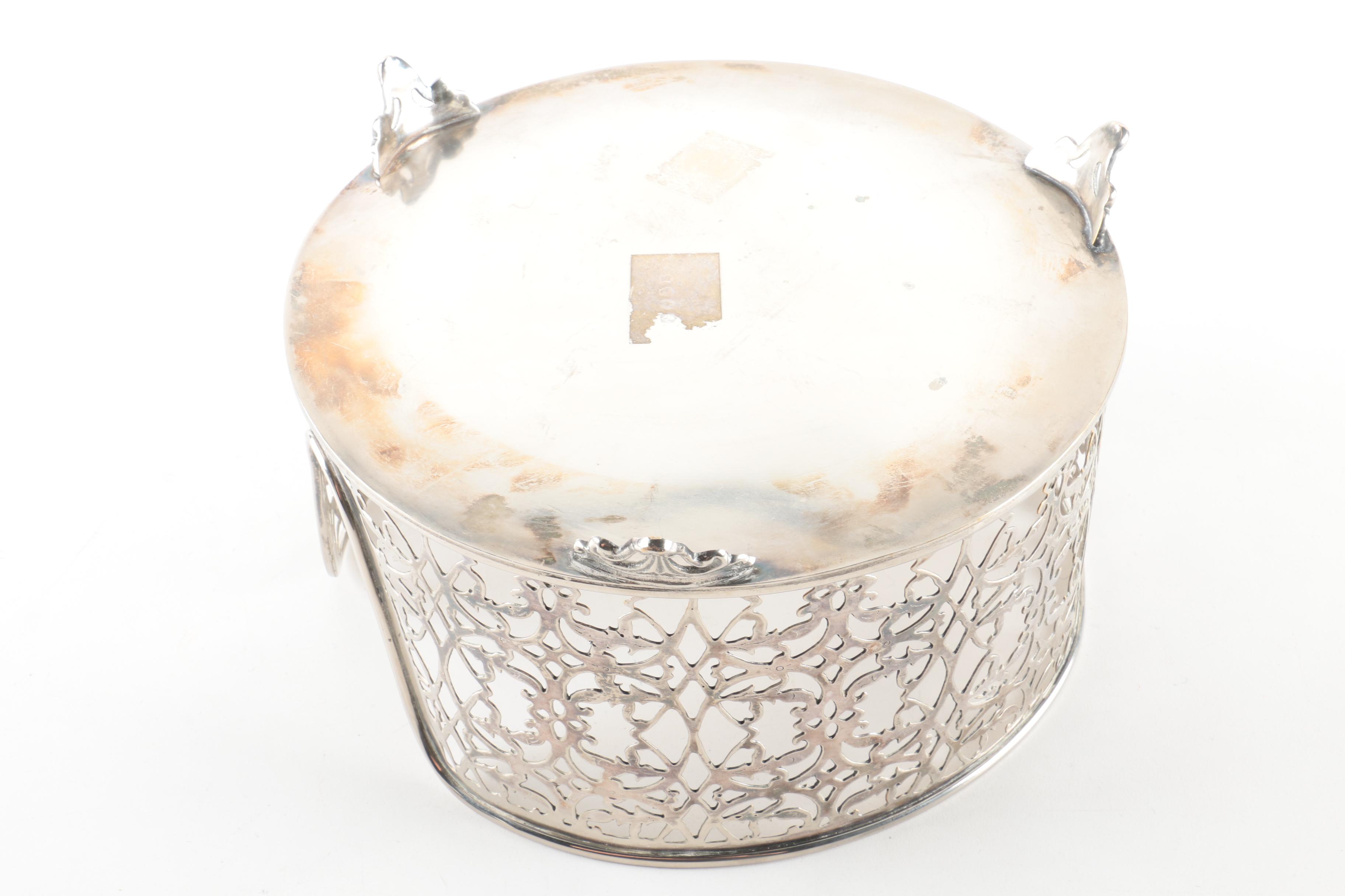 Silver Plate Openwork Serving Pieces Including Cup and Stand