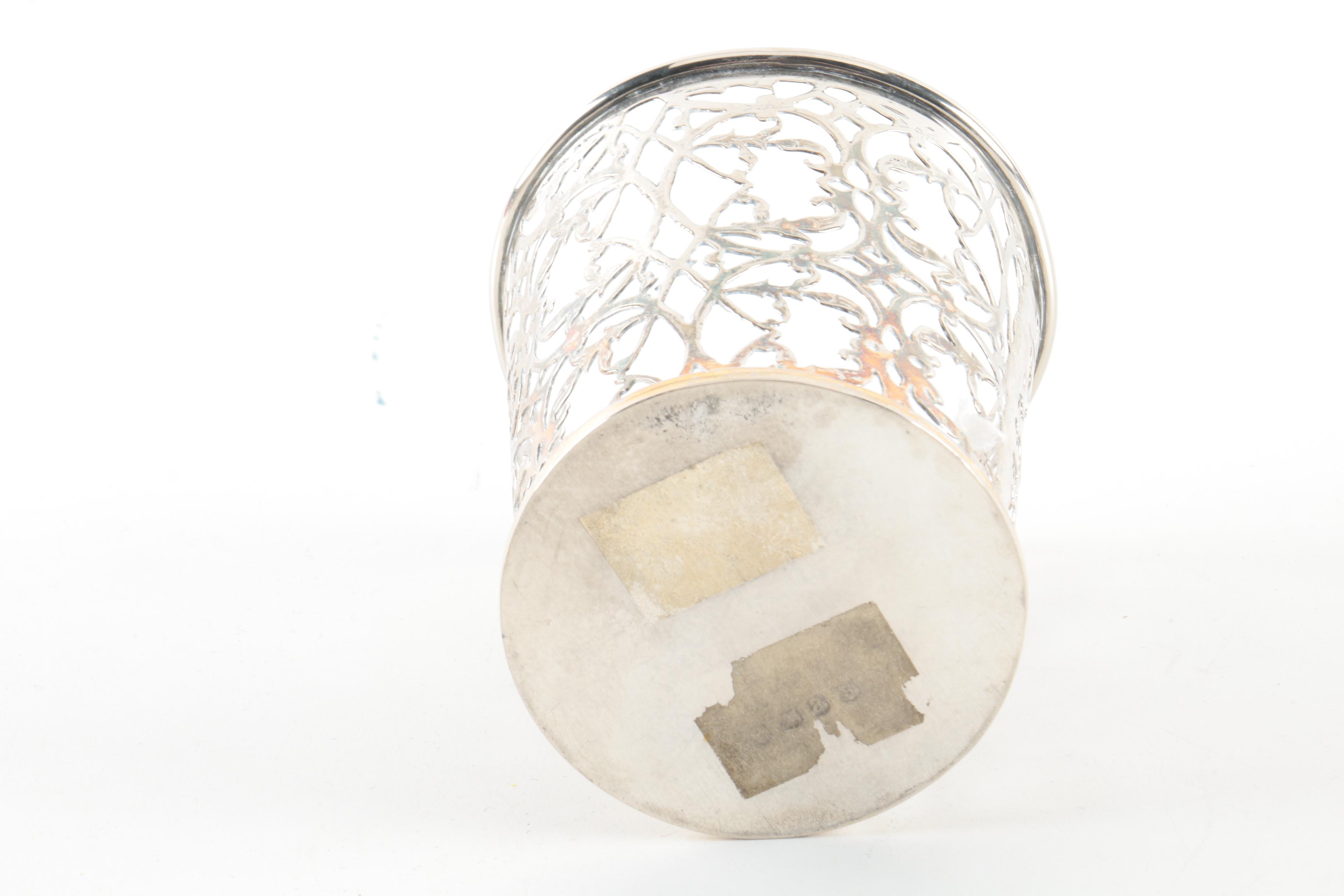 Silver Plate Openwork Serving Pieces Including Cup and Stand