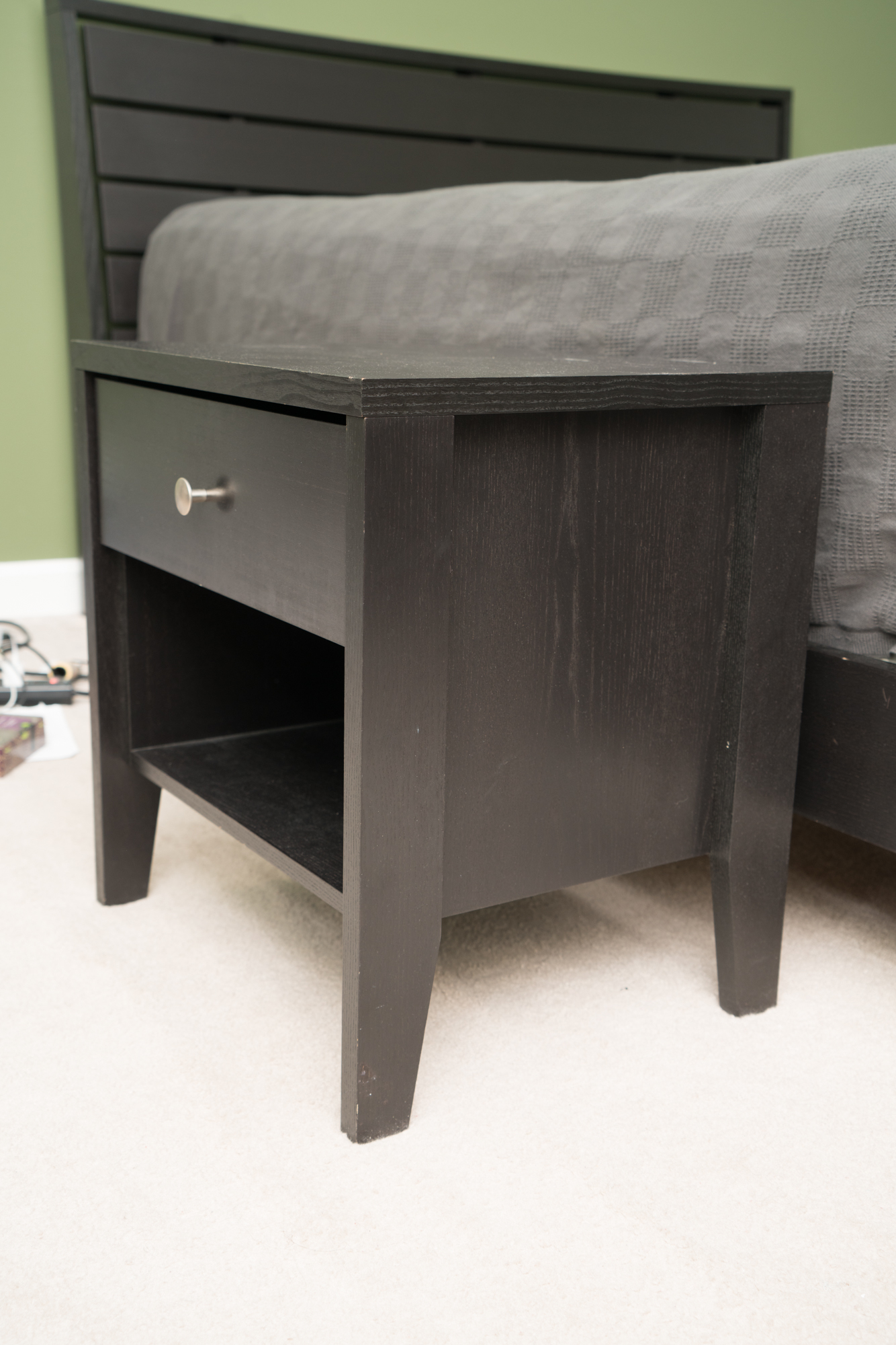 Pair of Black Painted Nightstands