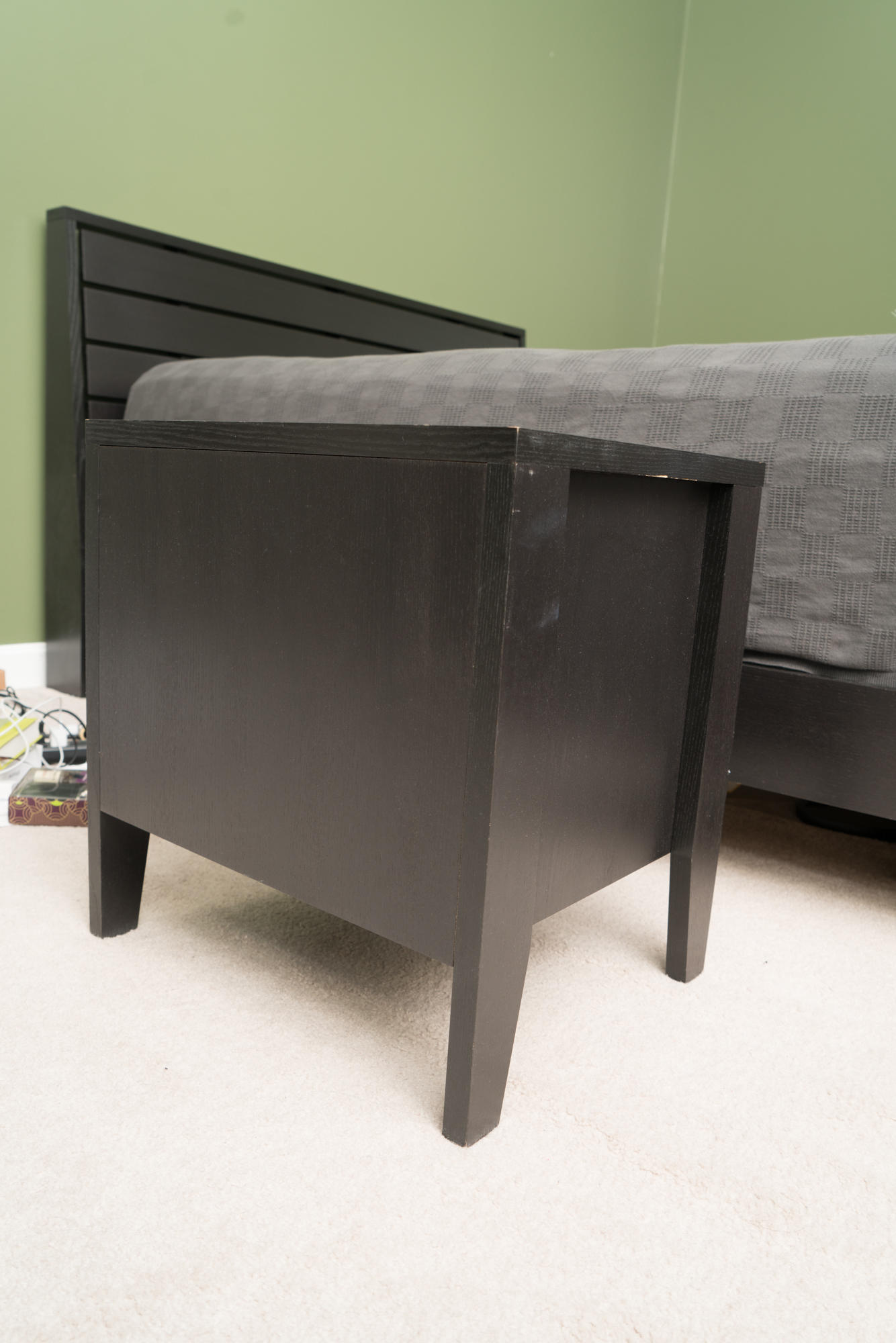 Pair of Black Painted Nightstands