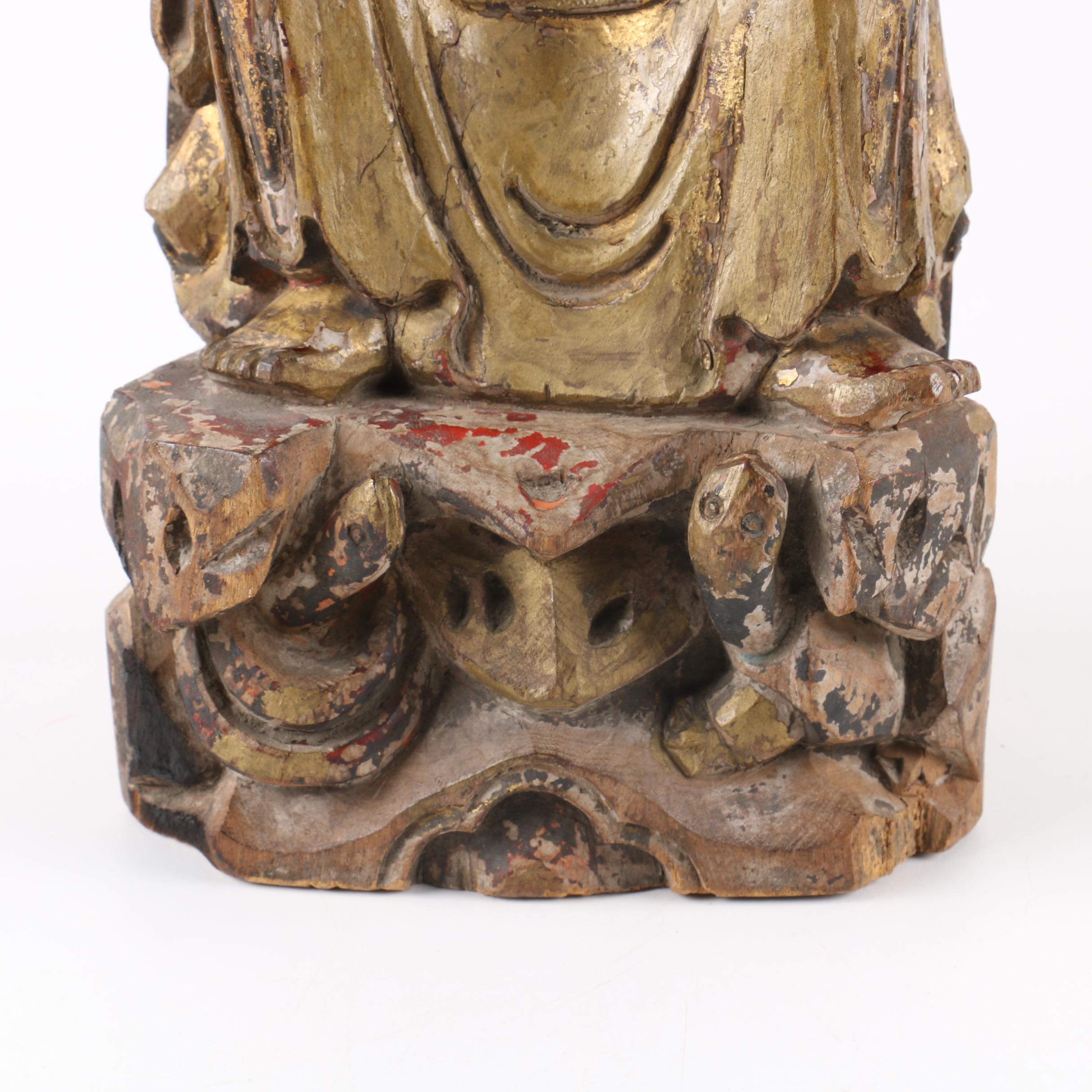 Antique Chinese Carved Wood Seated Figure