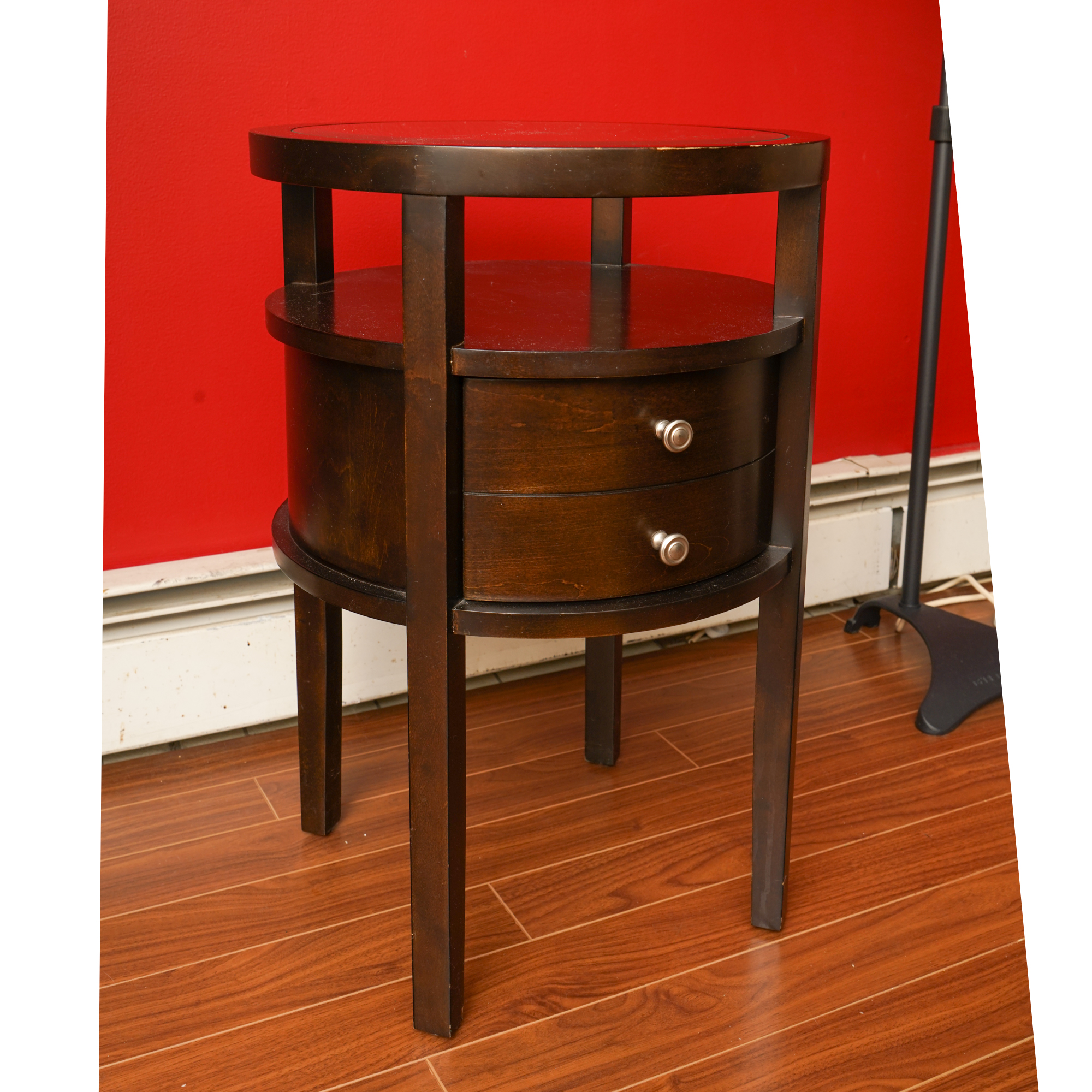 Round Mahogany Finished Side Table