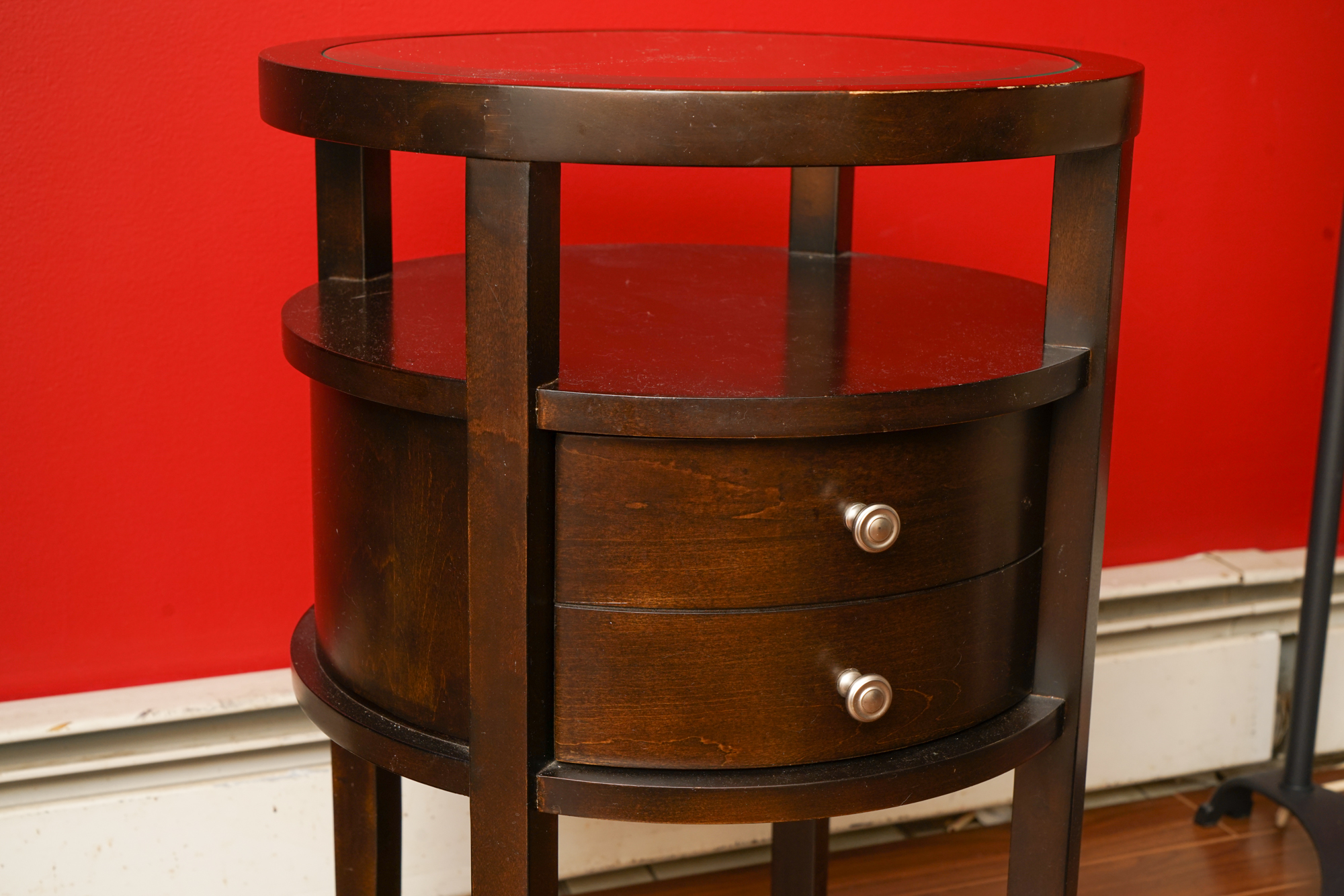 Round Mahogany Finished Side Table