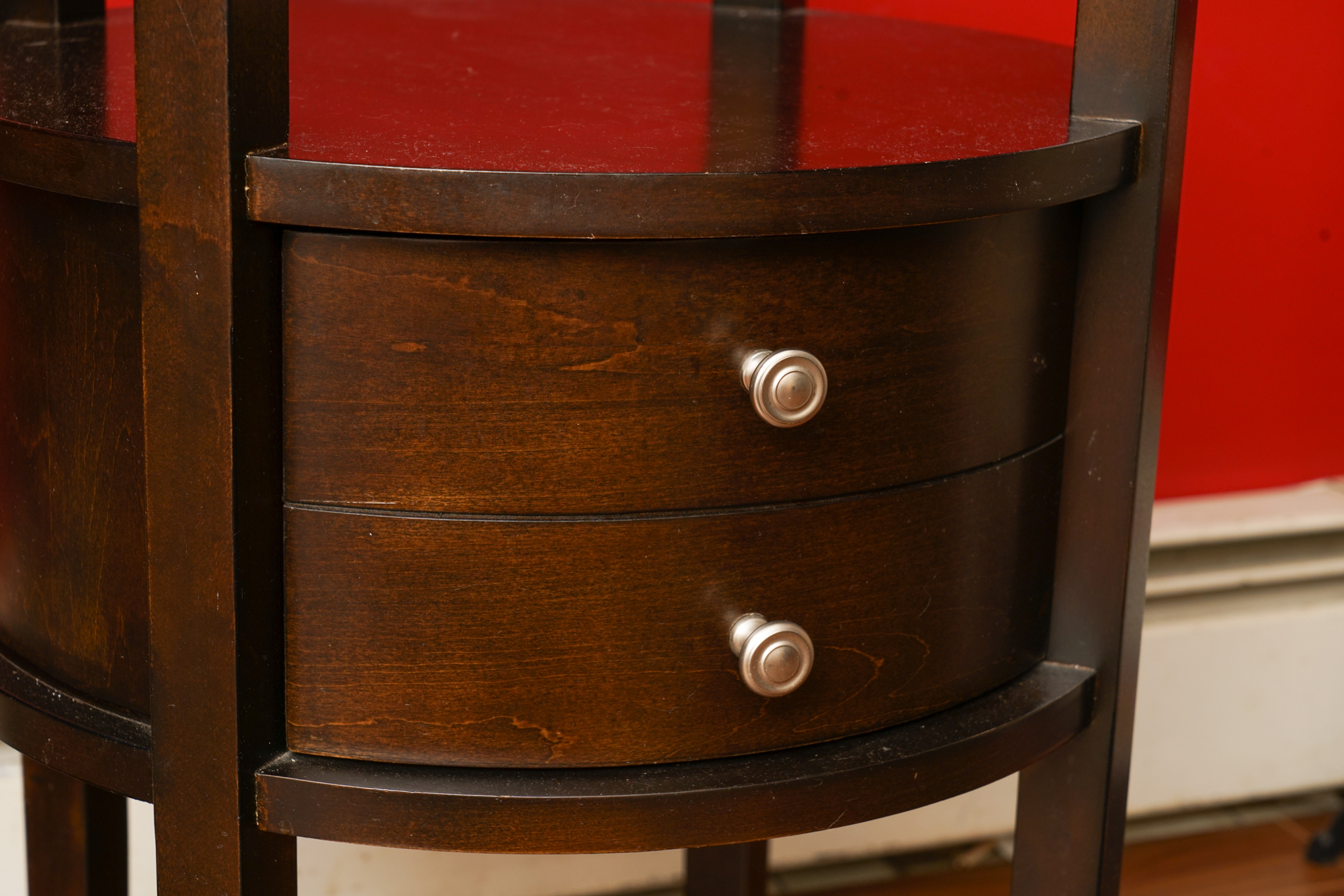 Round Mahogany Finished Side Table