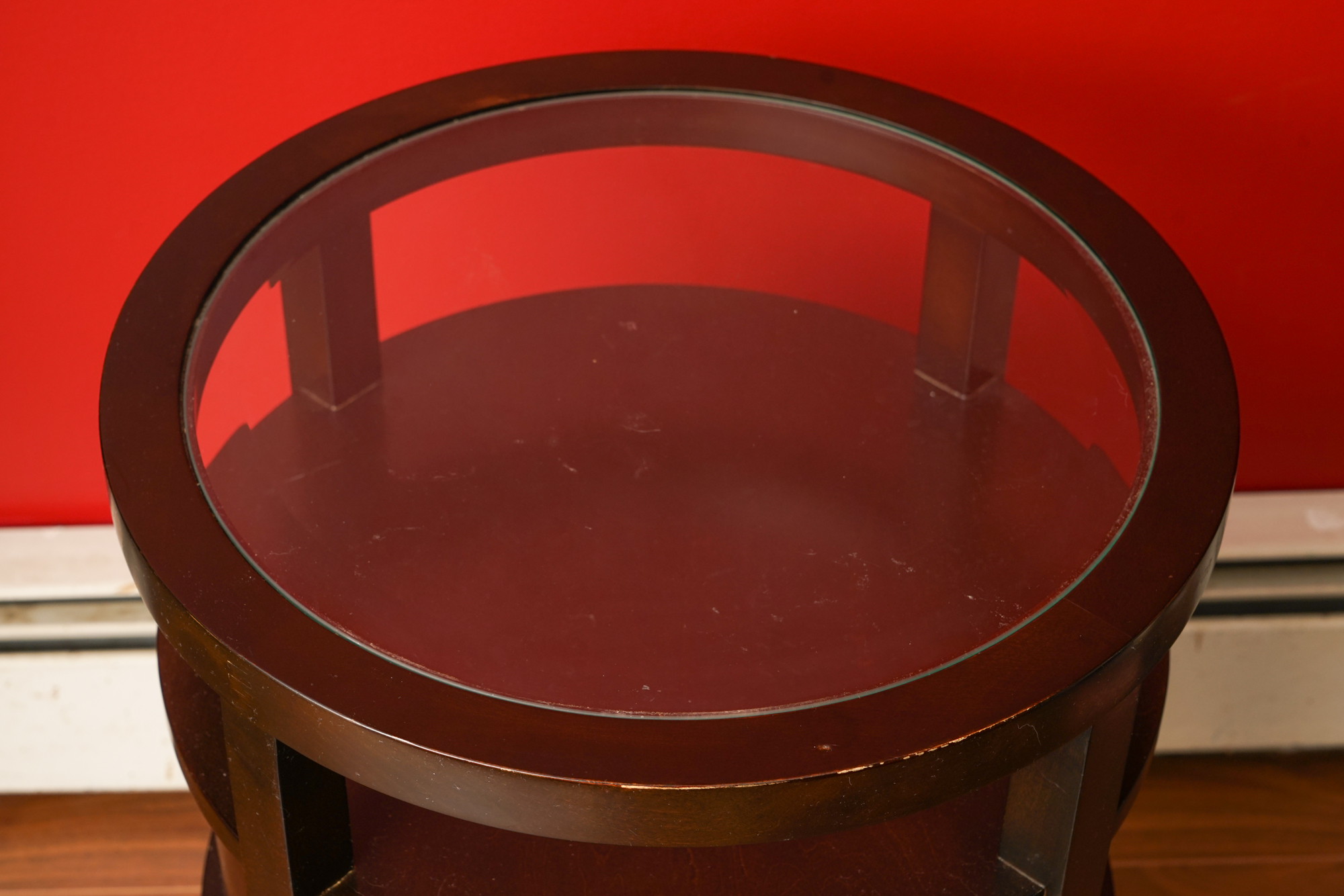 Round Mahogany Finished Side Table
