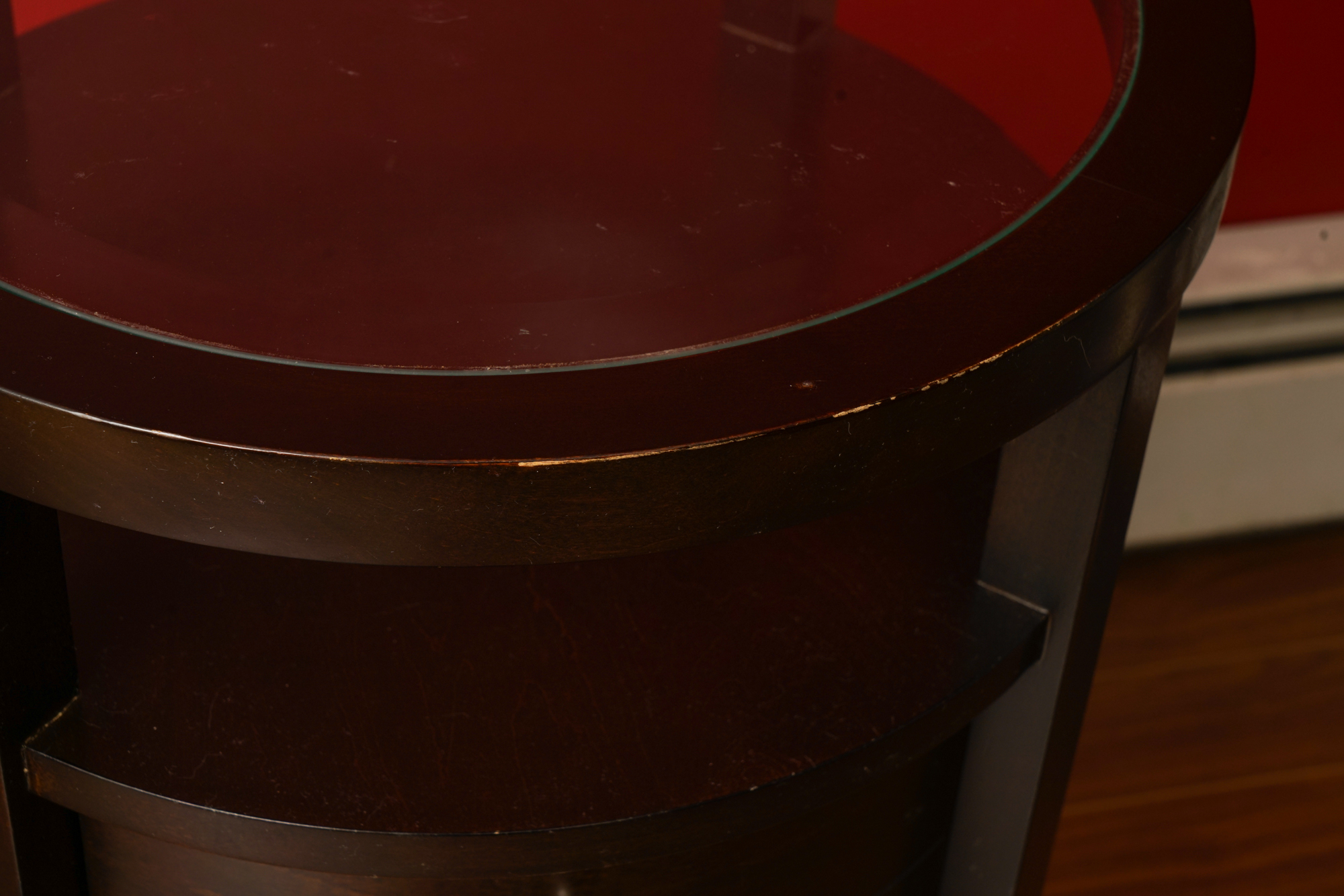 Round Mahogany Finished Side Table