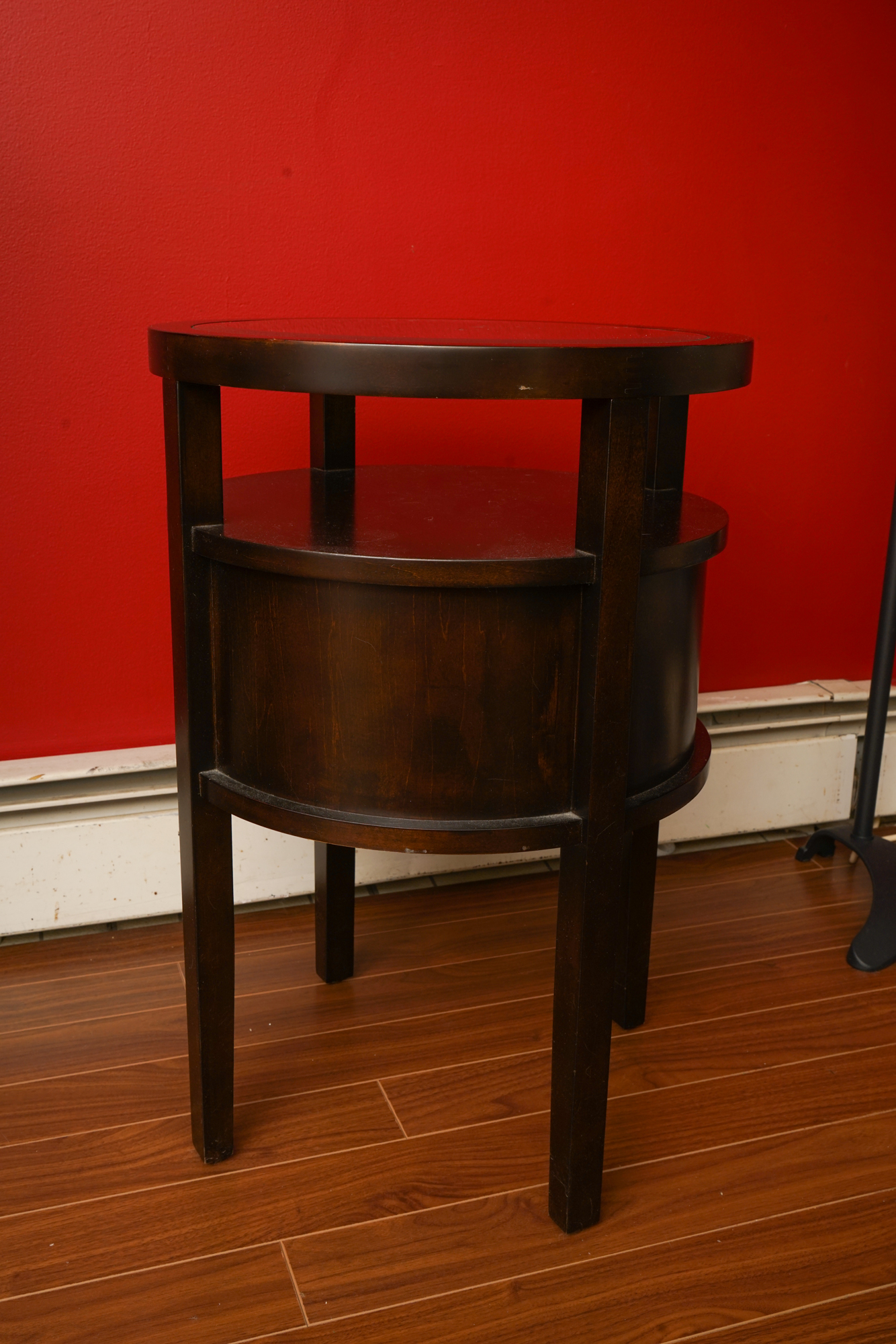 Round Mahogany Finished Side Table