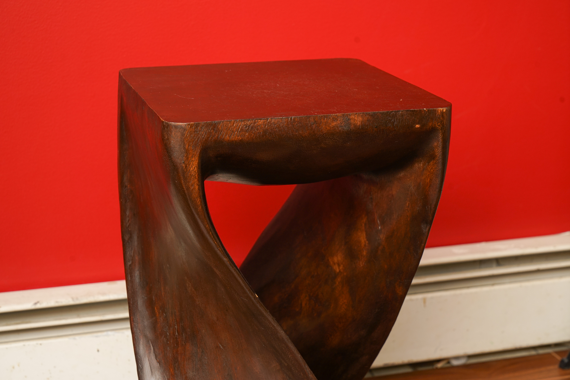 Modern Style Carved Wood Side Table