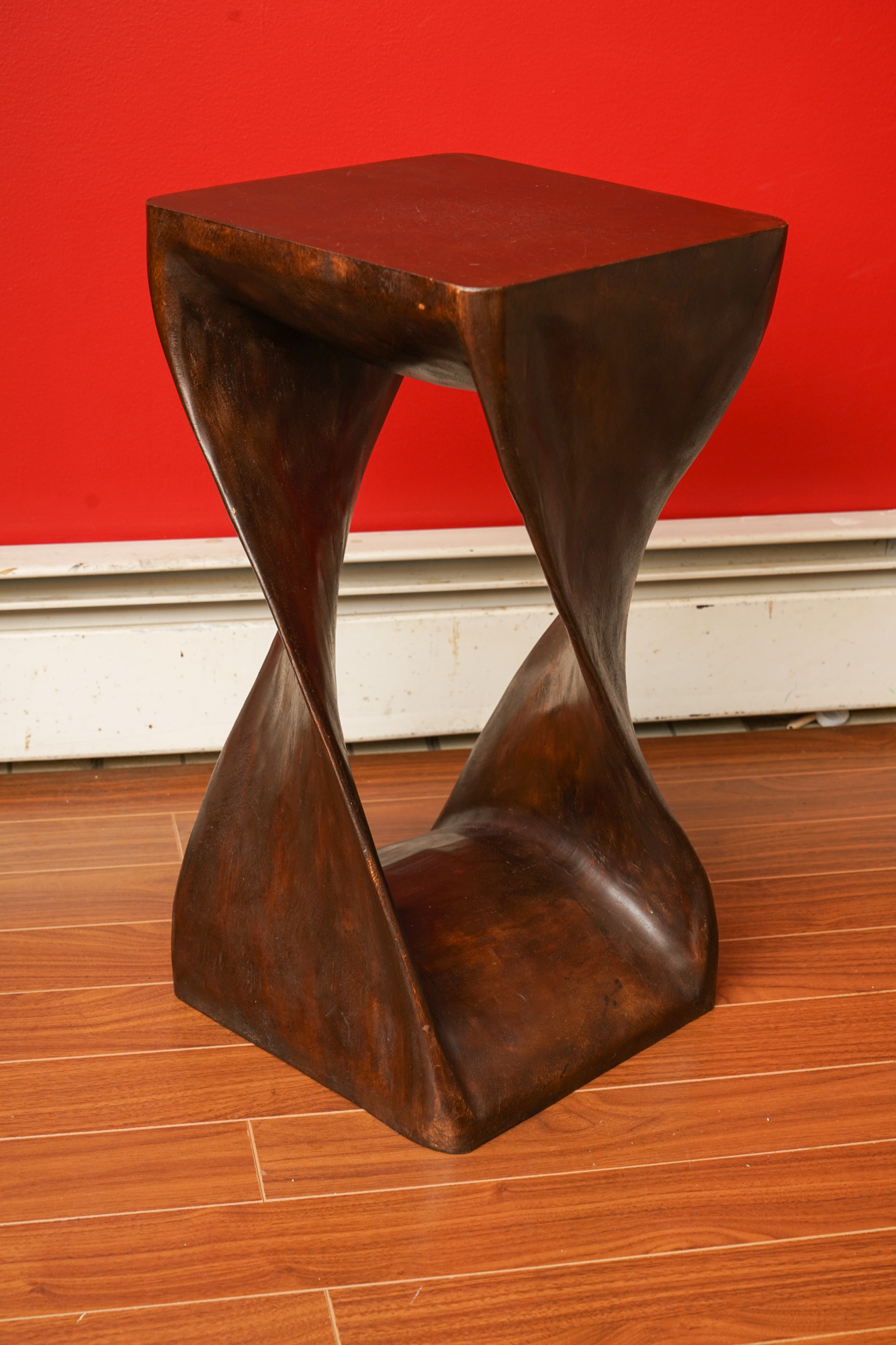 Modern Style Carved Wood Side Table