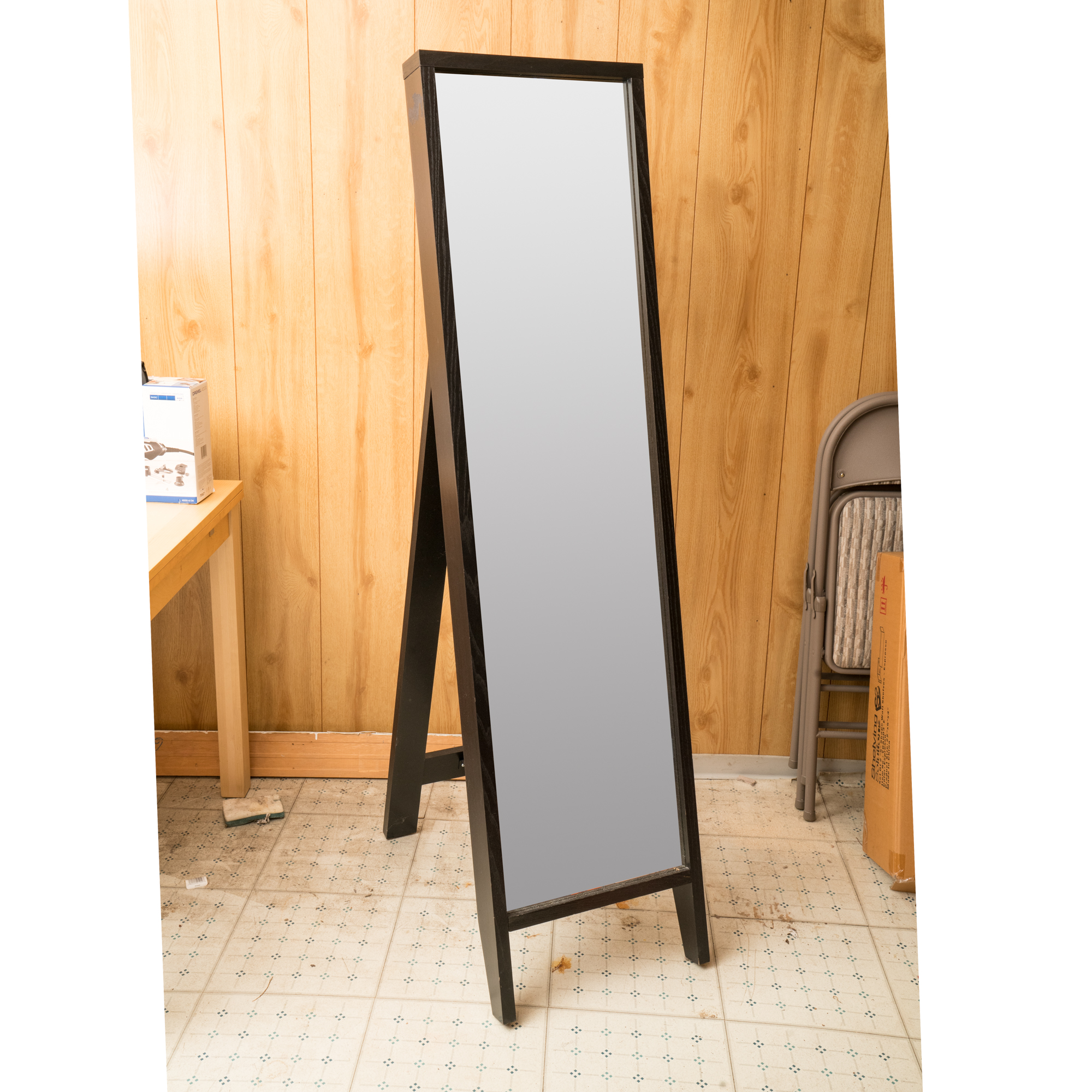 Modern Chest of Drawers with Framed Floor Mirror