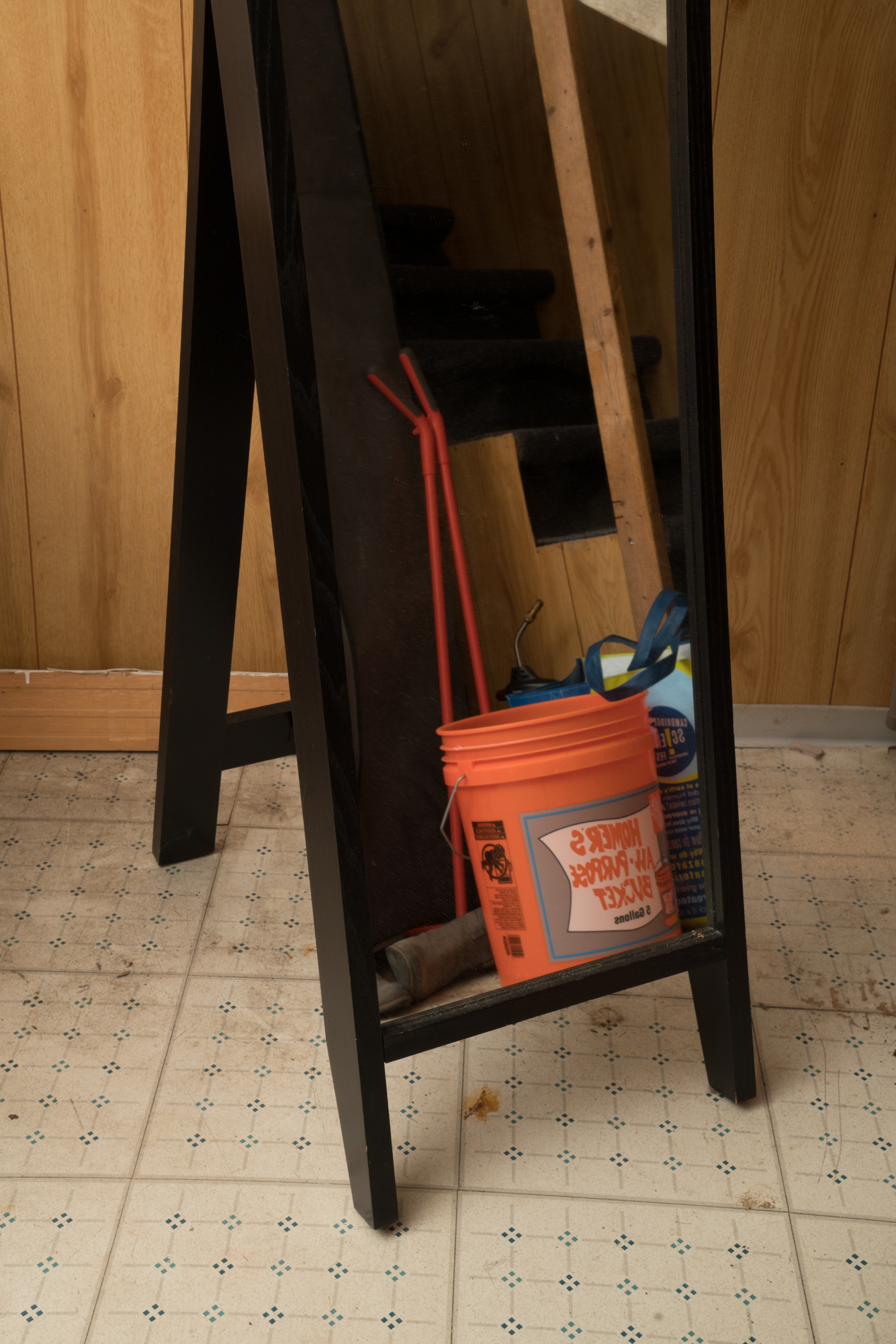 Modern Chest of Drawers with Framed Floor Mirror