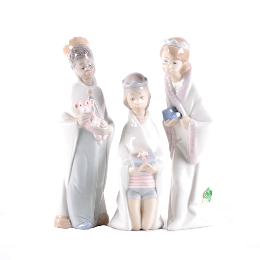Lladró "Children's Nativity" Porcelain Wisemen Figurines