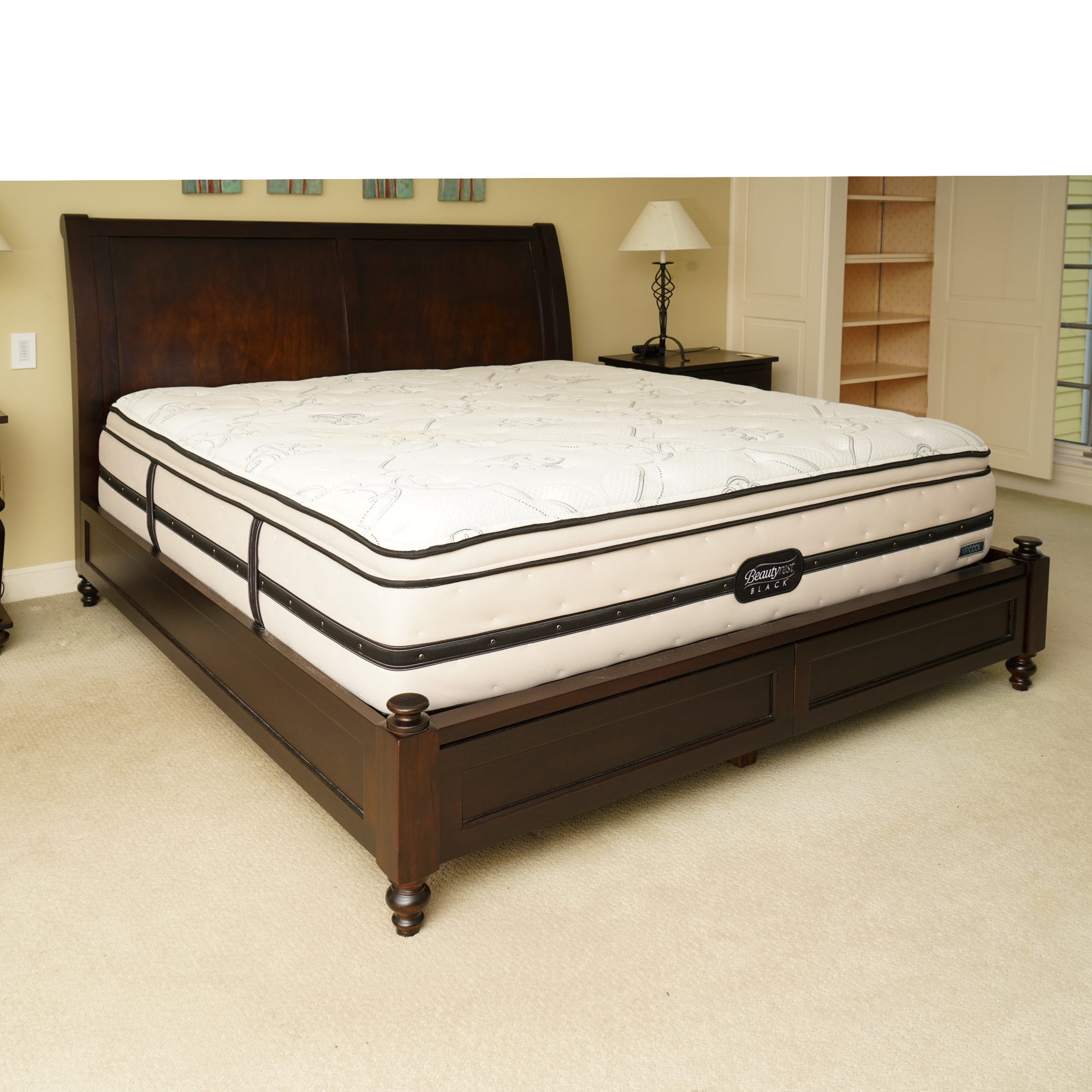 King-Sized Sleigh Bed Frame with Storage