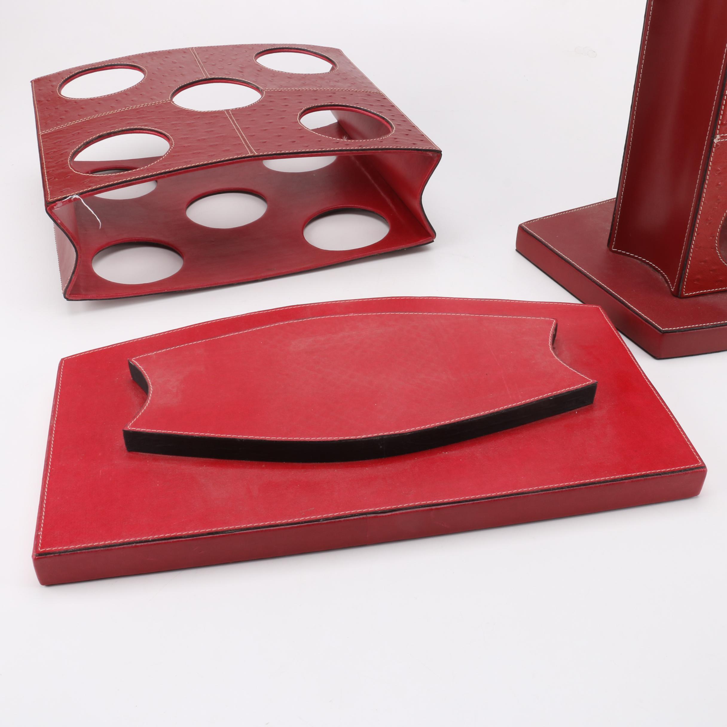 Embossed Leather Wrapped Wine Racks