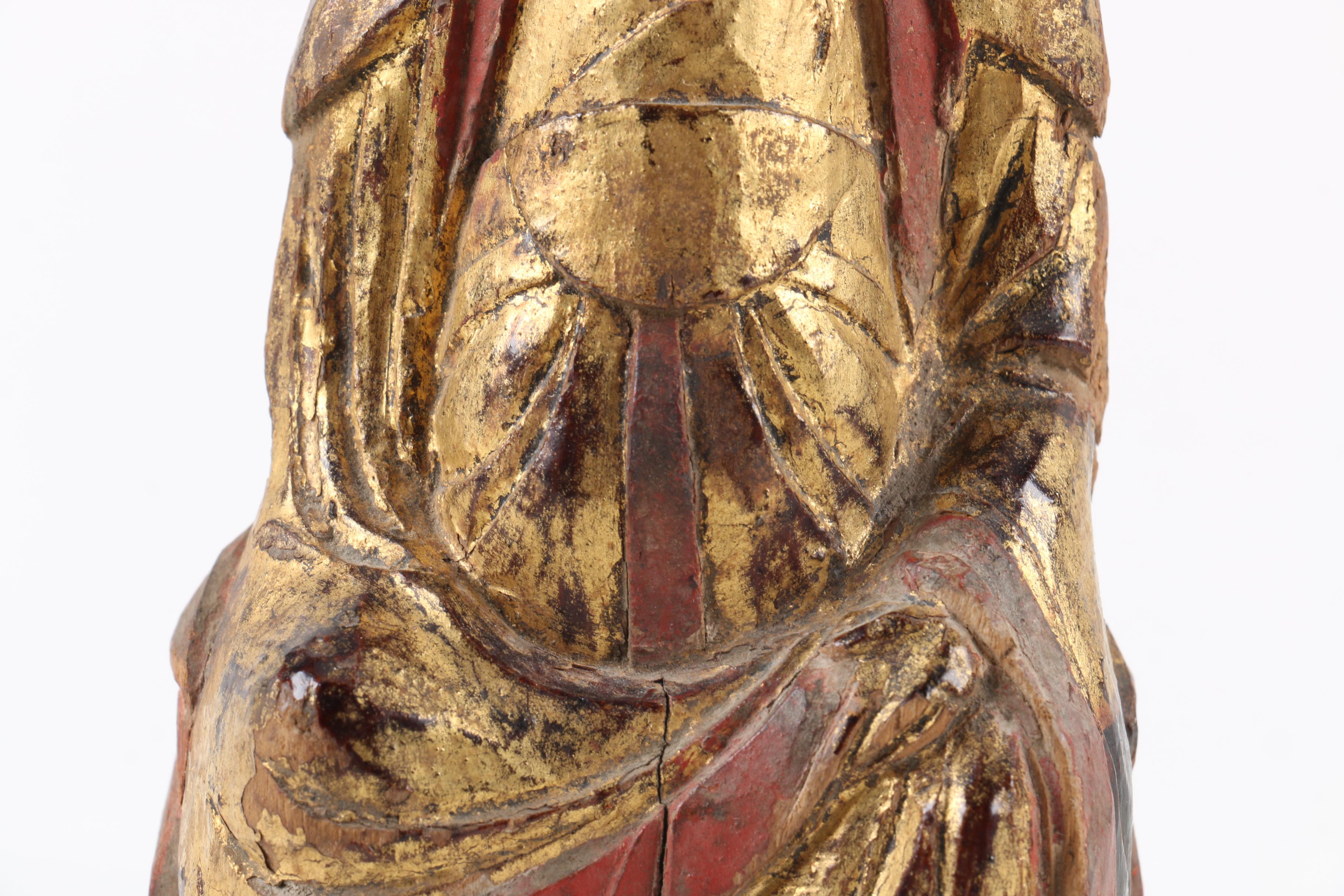 Antique Chinese Carved Wood Seated Figure