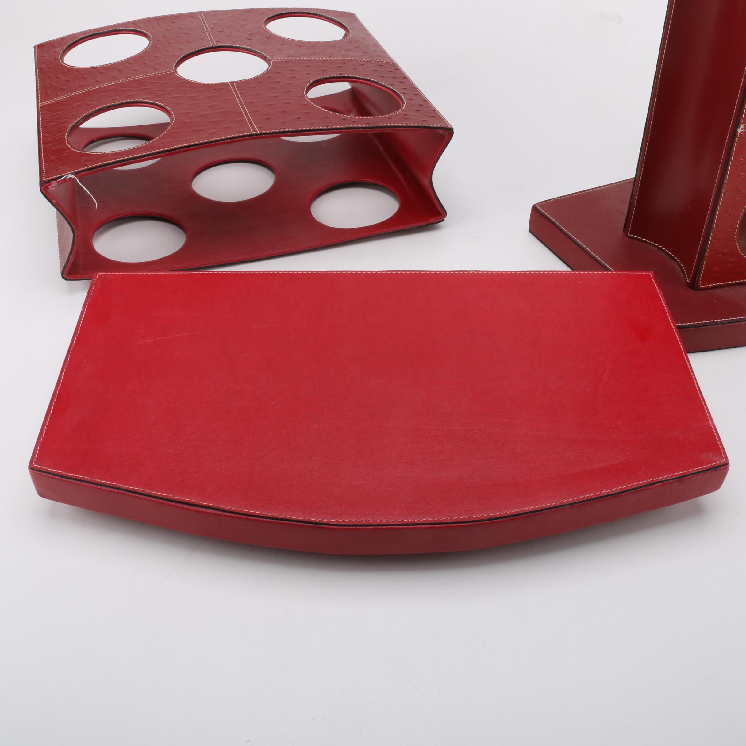 Embossed Leather Wrapped Wine Racks