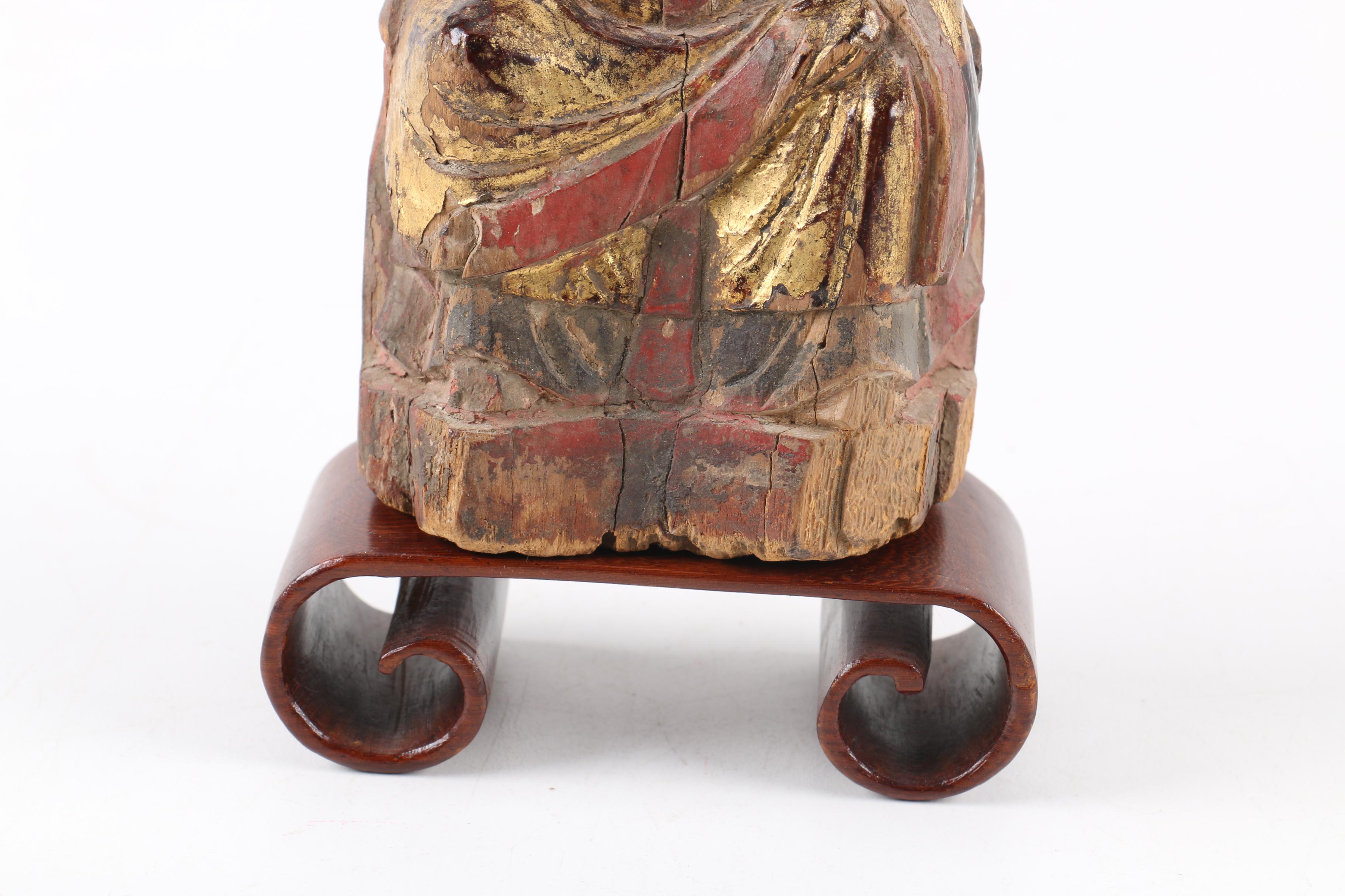 Antique Chinese Carved Wood Seated Figure